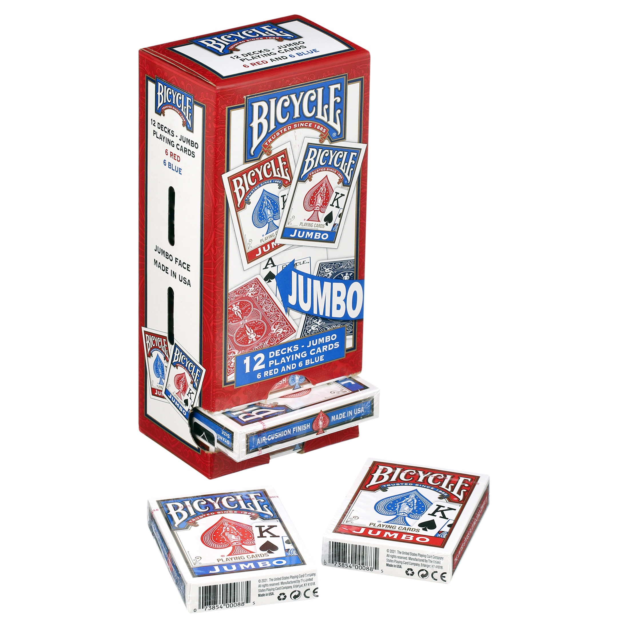 Bicycle 1030651 Playing Cards, Jumbo Size, Red/Blue, Pack of 12 Bicycle