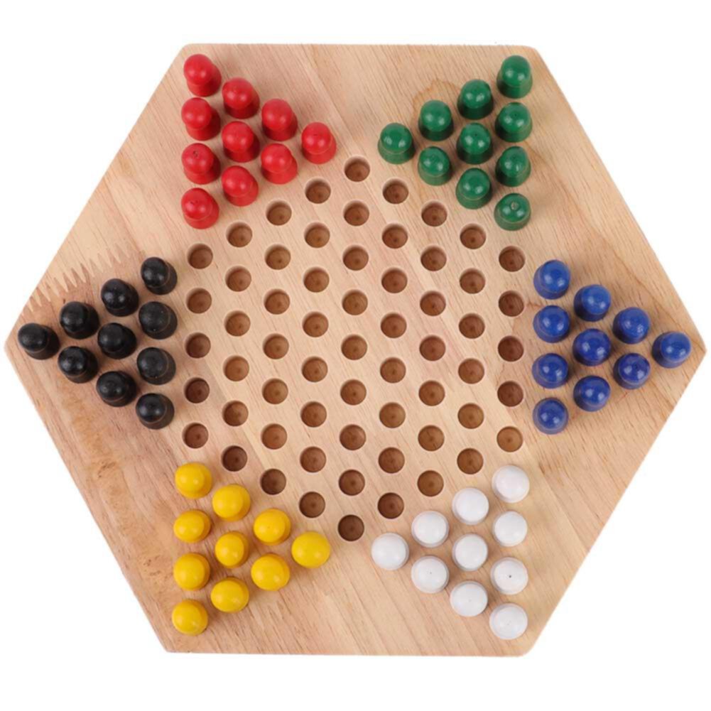 Ccdes Chinese Checkers Board Wooden Educational Board Kids Classic Halma Chinese Checkers Set Strategy Family Game Pieces Ccdes