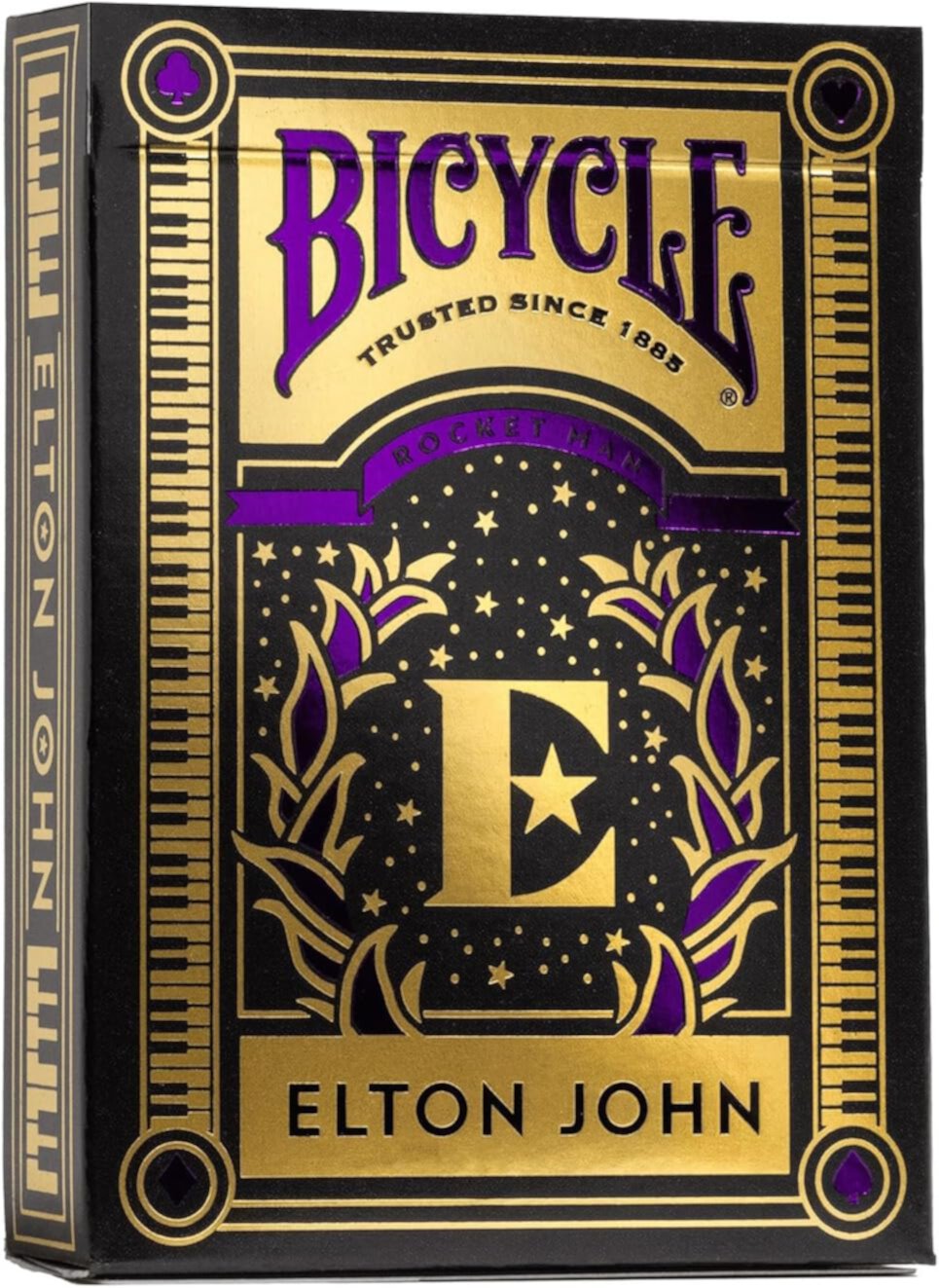 Bicycle Elton John Playing Cards, Black, Purple, and Gold, 1 Deck Bicycle