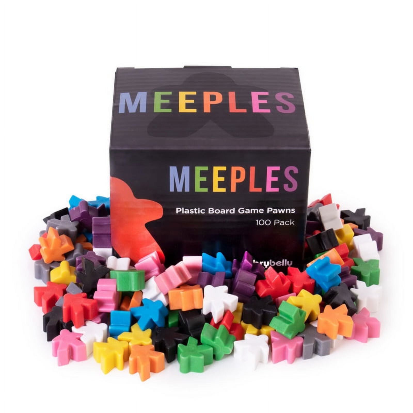 100 Plastic Meeples - 16mm Extra Board Game Bits, Pawns, and Pieces in 10 Colors - Bulk Replacement Tabletop Gaming and Upgrade Accessories for Assorted Fantasy Strategy Games and Expansions Brybelly