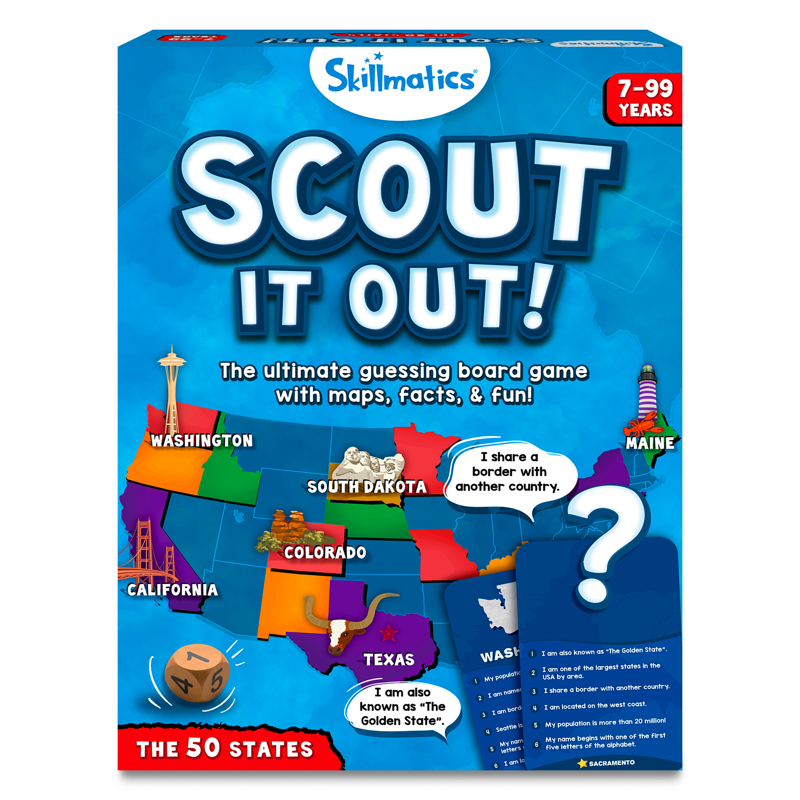 Skillmatics Board Game - Scout It Out The 50 States, Fun Trivia Game, 3-6 Players, Gifts for Ages 7+ Skillmatics