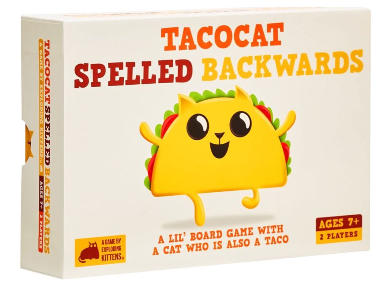 Taco Cat Spelled Backwards Party Game by Exploding Kittens. 15 Mins, 2 Players, Ages 7 and up. Exploding Kittens