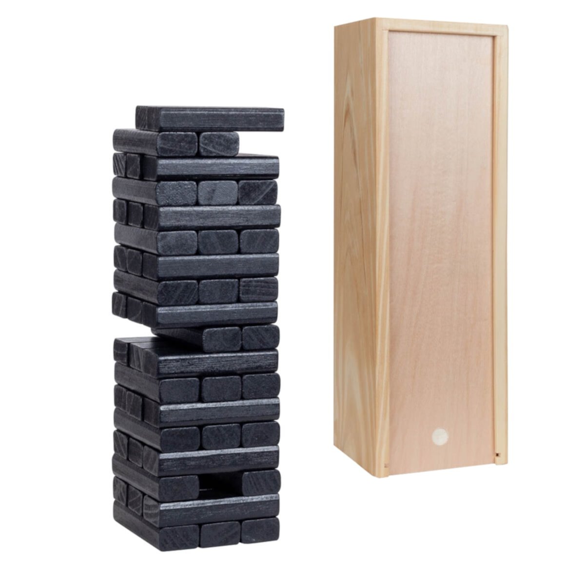 WE Games Wood Block Party Game that Tumbles - 12 in. Case - Black Blocks WE Games