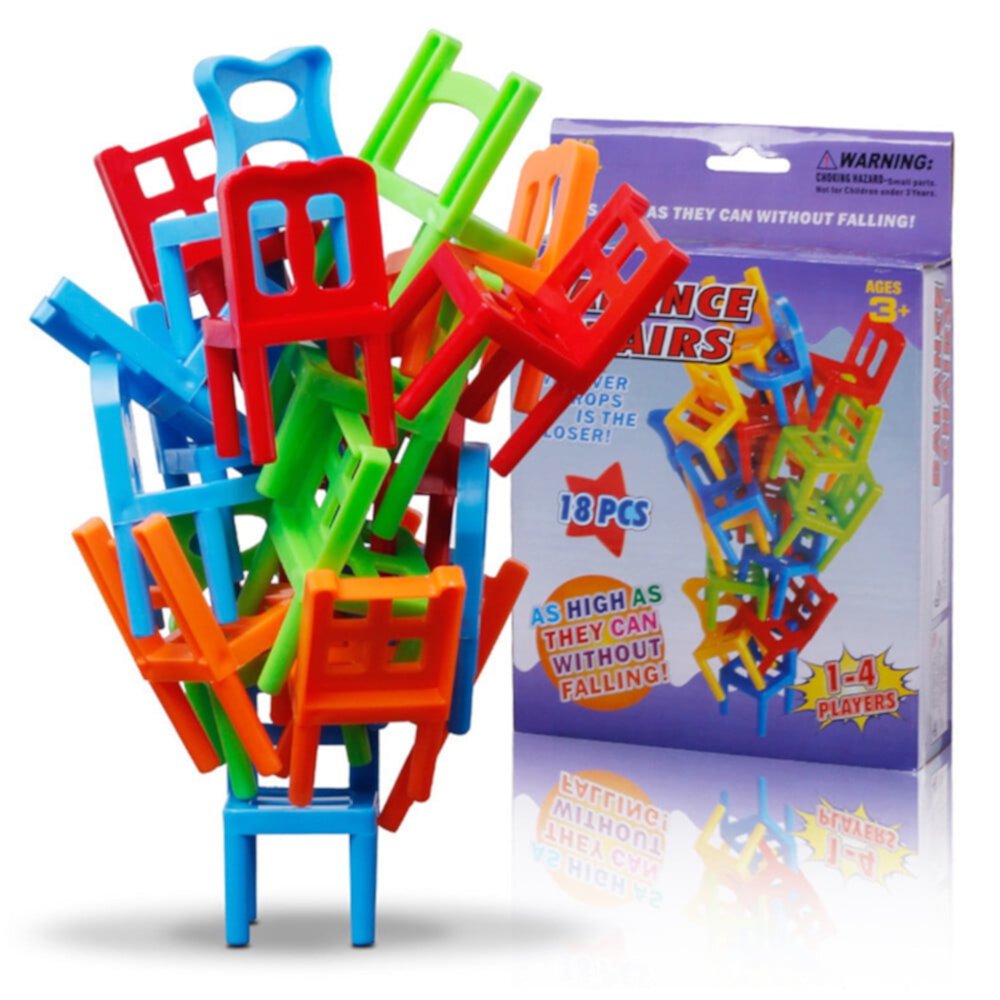 Deagia Stacking Chairs Game Family Board Balancing Toys, Games for Kids, Chairs and Ladders Family Game, Chair Stacking Toys(18 Chairs Toys Set) Deagia