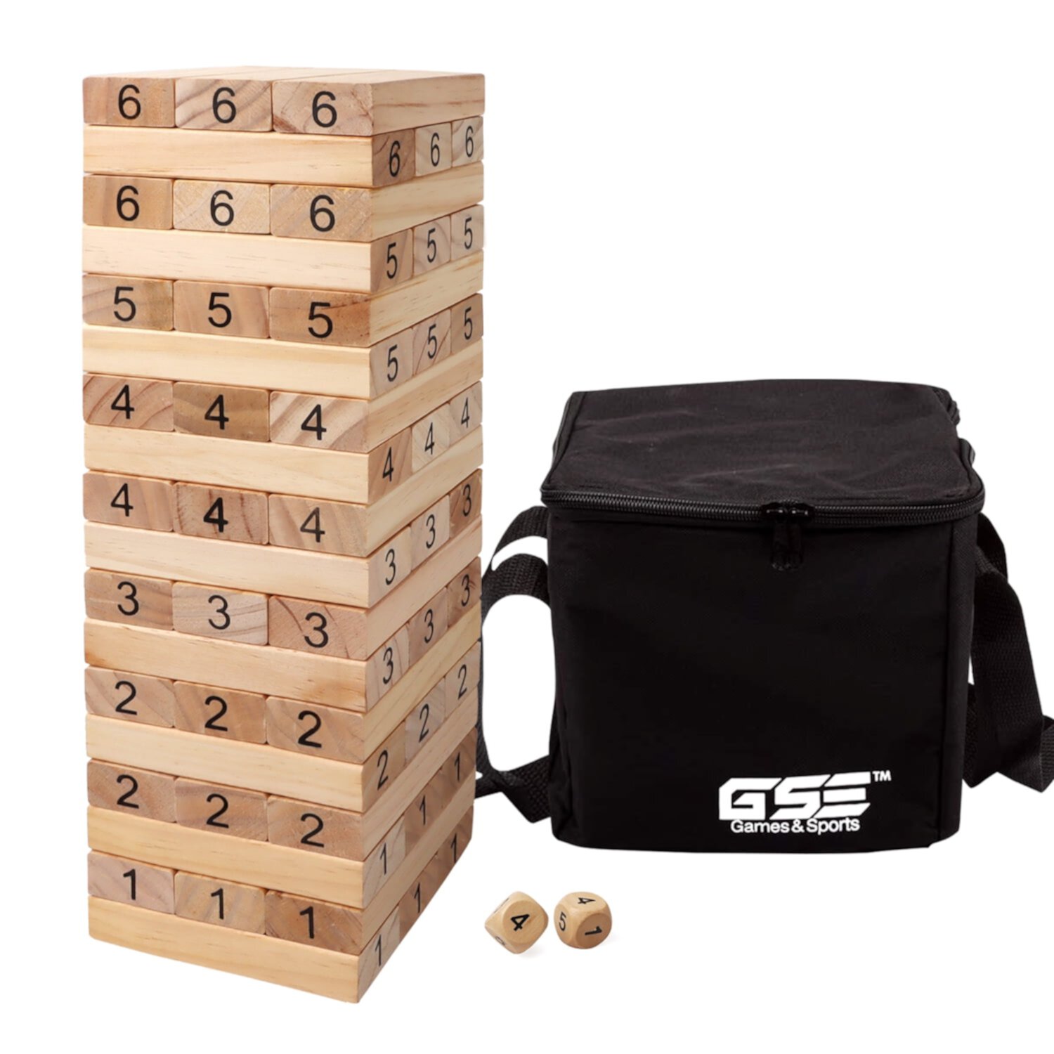 GSE Games & Sports Expert 54 Pieces Tumbling Timbers, Wooden Building Block Stacking Games. Great for Kids/Adults Brian Exercise, Hand-on Practice (Medium - Build to over 3ft) GSE Games & Sports Expert