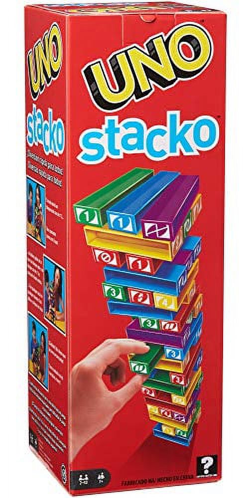 Mattel Games UNO StackoGame for Kids and Family with 45 Colored Stacking Blocks, Loading Tray and Instructions, Makes a Great Gift for 7 Year Olds and Up 43535 Mattel