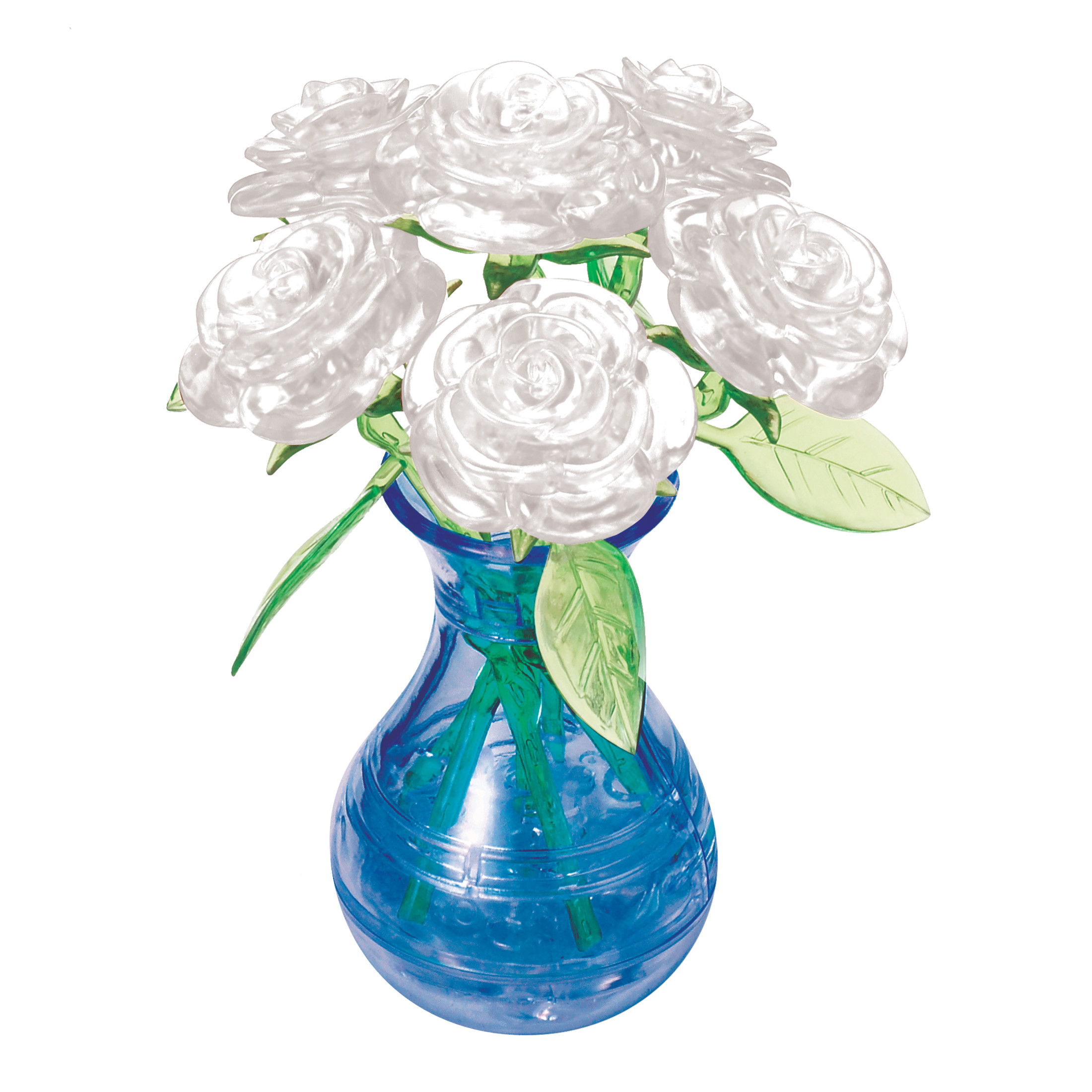 While Roses in Vase Original 3D Crystal Puzzle from BePuzzled, Dimensional Brainteaser for Puzzlers Ages 12+ BePuzzled