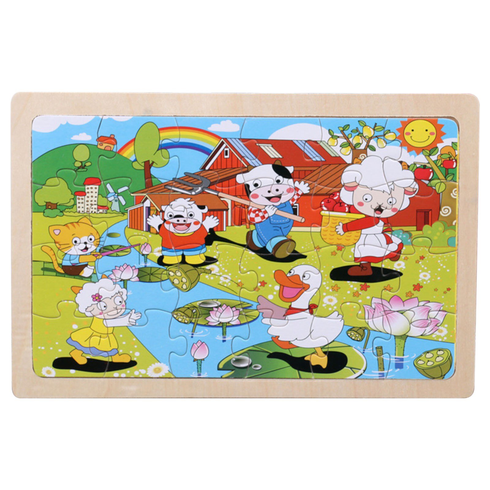 SDJMa Wooden Jigsaw Puzzles for Kids Ages 3-5 Year Old 24 Piece Colorful Forest Animal Patterns Wooden Puzzles for Toddler Children Learning Educational Puzzles Toys for Boys Girls 3 4 5 6 Year Old SDJMA