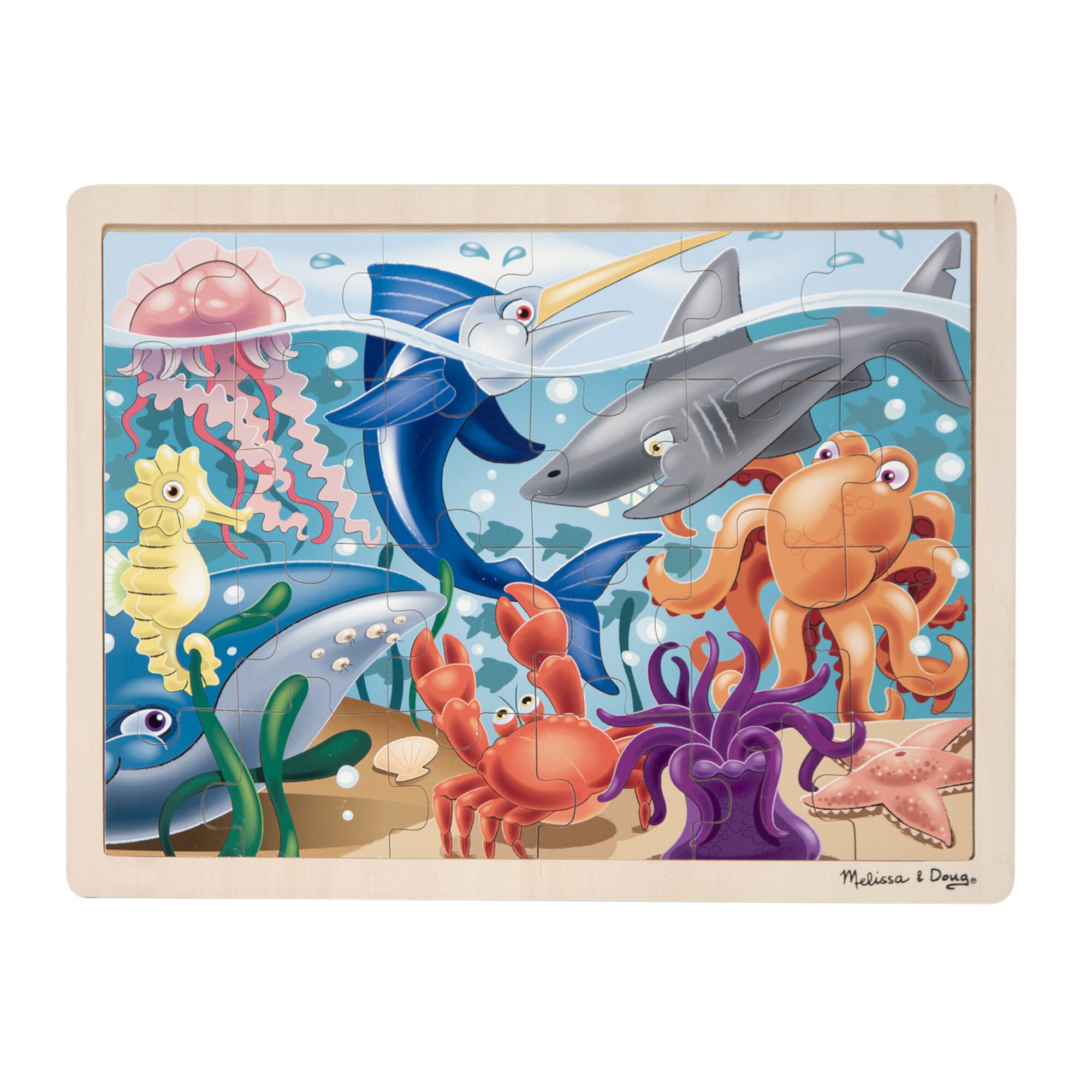 Melissa & Doug Under the Sea Ocean Animals Wooden Jigsaw Puzzle With Storage Tray (24 pcs) Melissa & Doug