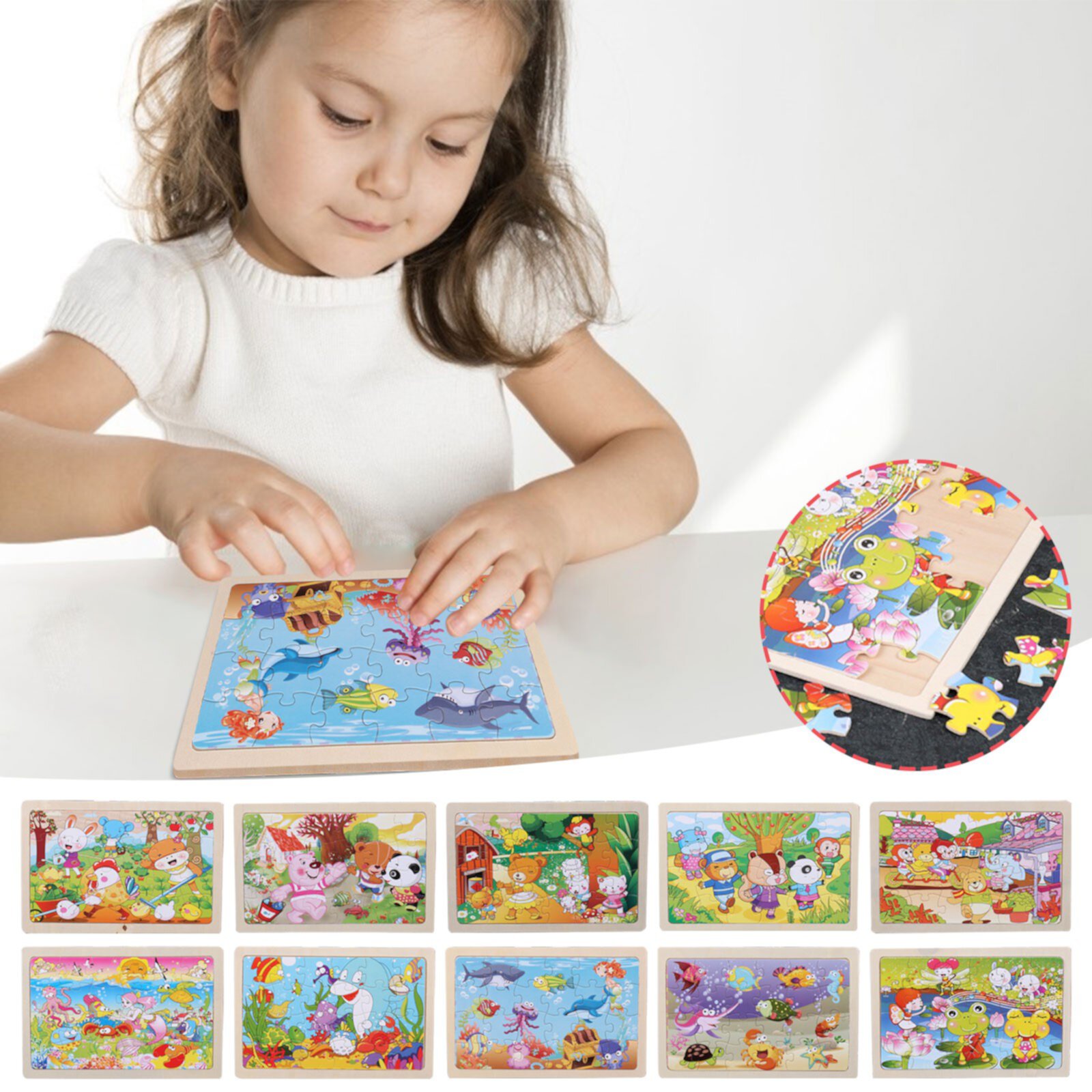 Darzheoy Wooden Puzzles for Toddlers Ages 1-3, 24 Piece Colorful Wooden Puzzles for Toddler Children Learning Educational Puzzles Toys for Boys and Girls Darzheoy