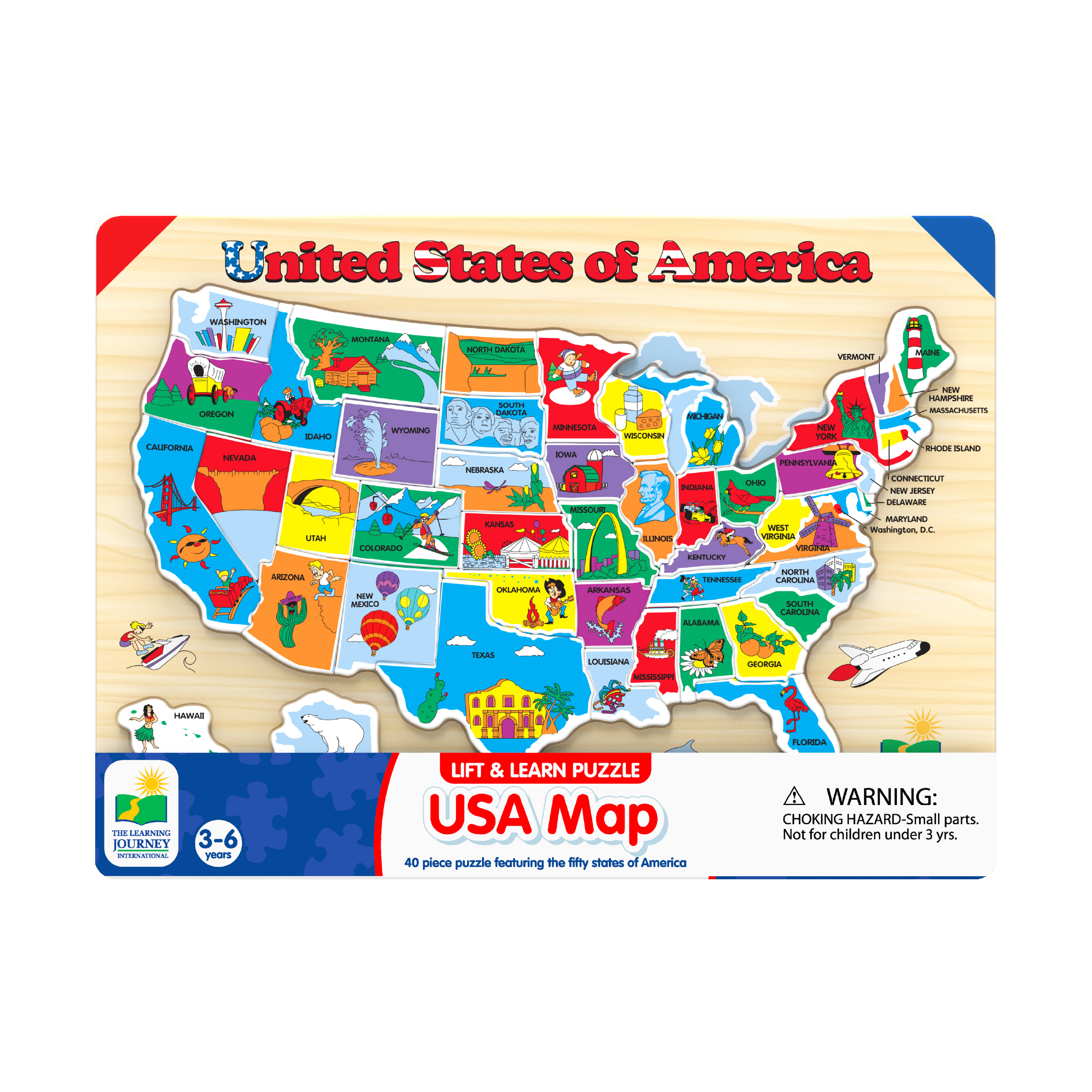 The Learning Journey Lift & Learn Puzzle - USA Map: 40 Pcs The Learning Journey