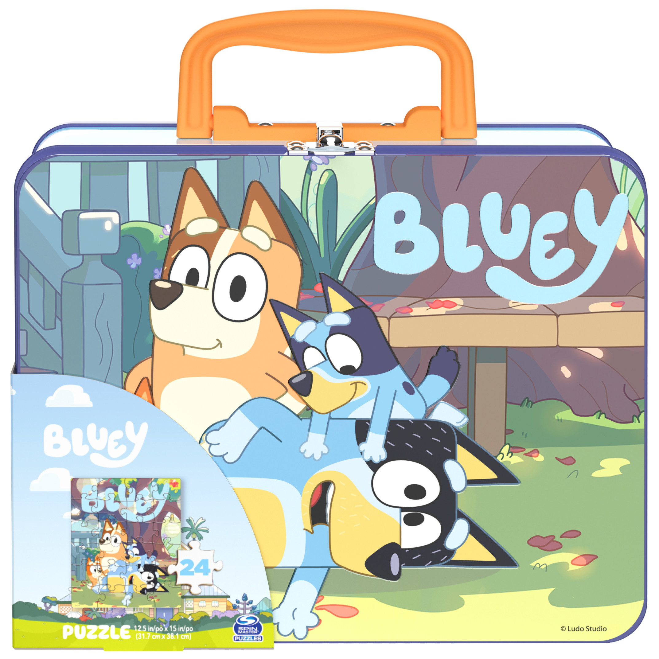 Bluey Puzzle in Tin with Handle, for Families and Kids Ages 4 and up Spin Master Games