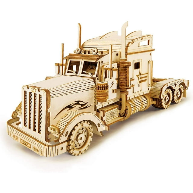 ROKR 3D Wooden Puzzle for Adults-Mechanical Car Model Kits-Brain Teaser Puzzles-Vehicle Building Kits-Unique Gift for Kids on Birthday/Christmas Day(1:40 Scale) ROKR