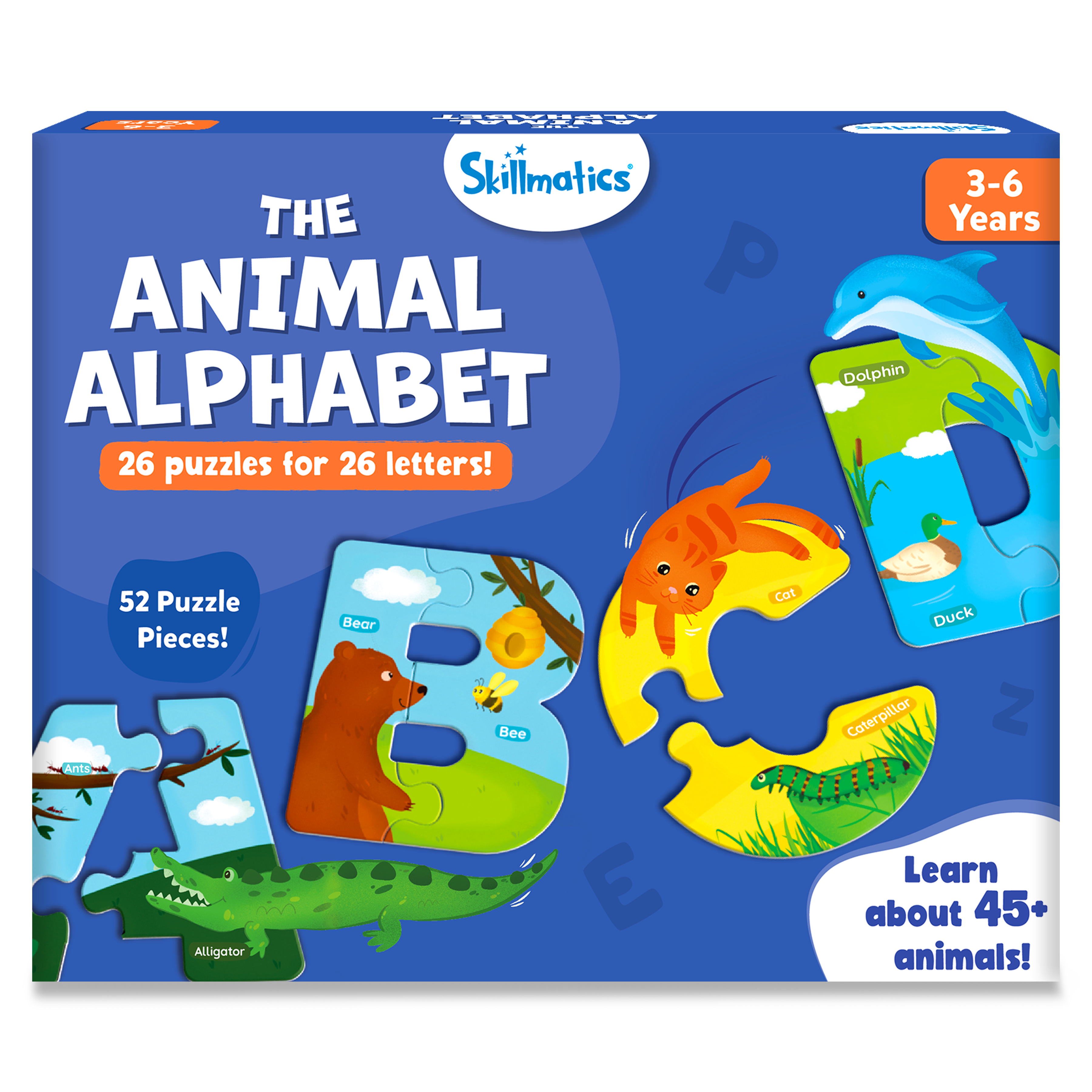 Skillmatics Animal Alphabet Puzzle - 52-Piece Educational Jigsaw for Toddlers and Preschoolers, Ages 3-6, Perfect for Learning ABCs and Letters, Ideal Gift for Boys & Girls Skillmatics