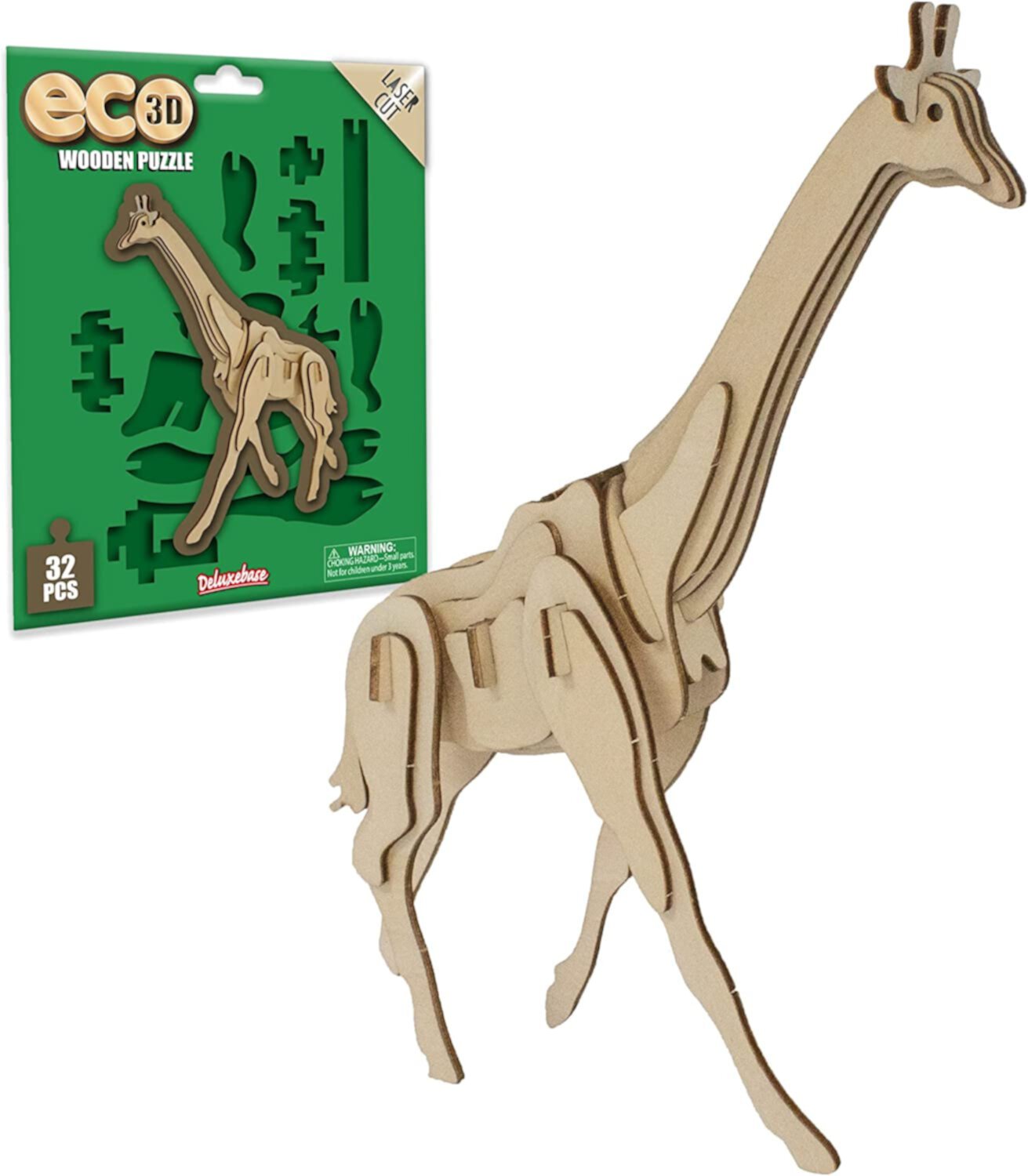 Eco 3D Wooden Puzzle Unicorn from Deluxebase. Animal Themed DIY 3D Puzzle Craft Kit.  Sustainable Wood Fantasy Animal Toys. Perfect Model Building Kits for Educational Toys and Kids Party Favors Deluxebase