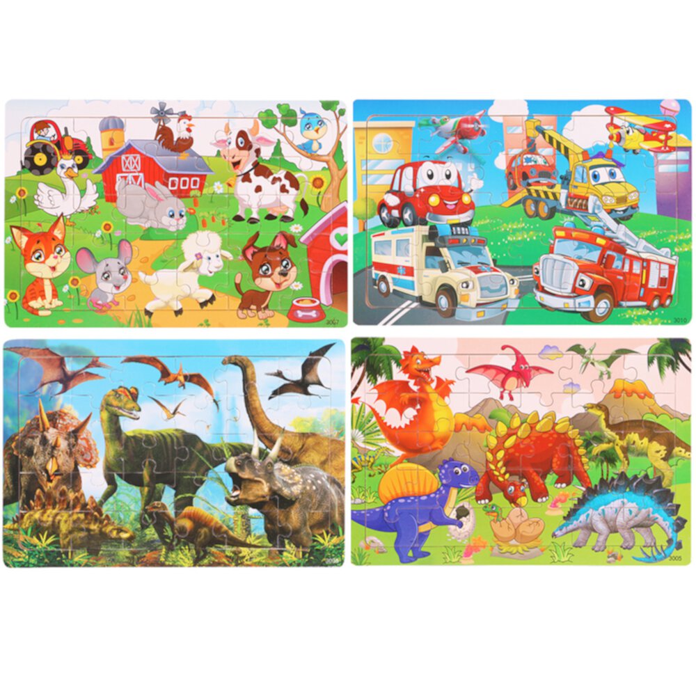 (4 Puzzles*30 Piece) Puzzles for Kids Ages 4-8, Wooden Jigsaw Puzzles 30 Pieces Preschool Toddler Puzzles Set for Boys and Girls Kiddopark