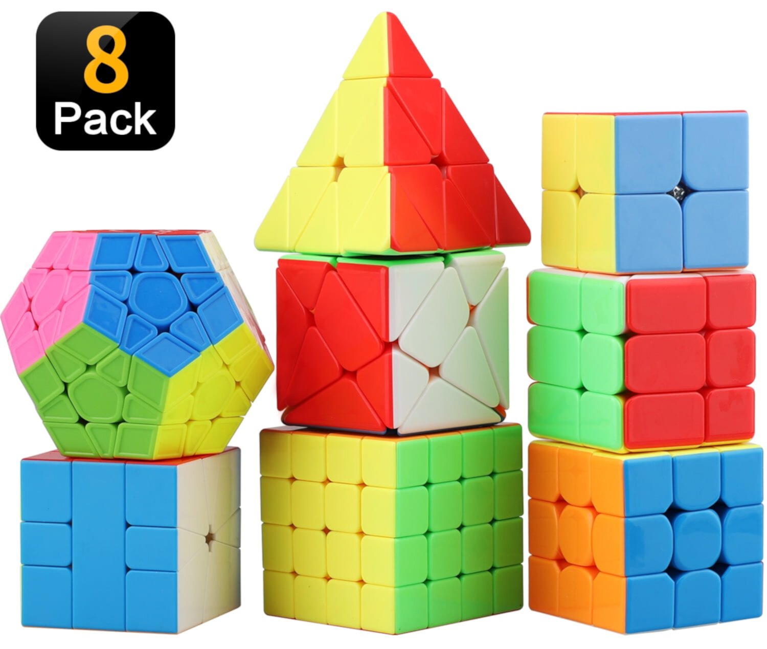 TOY Life Speed Cube Set 3 Pack Magic Cube - Includes Speed Cubes 3x3, 2x2 Speed Cube, Pyramid Cube - Smoothly Puzzle Cube Collection for Kids Teens & Adults (Stickerless) TOY Life