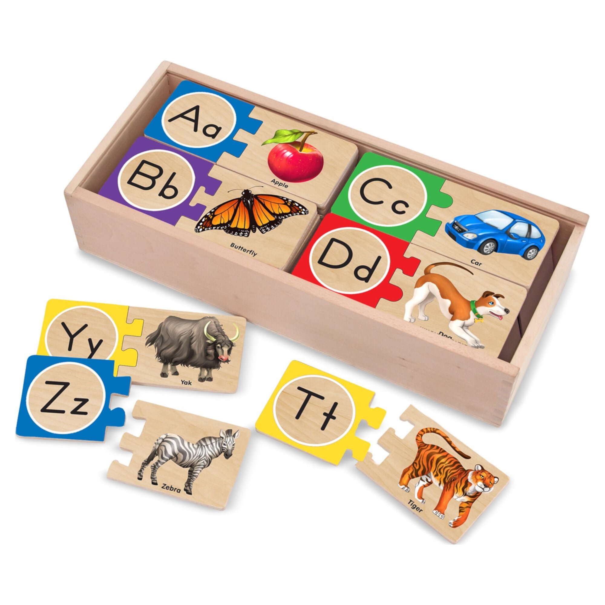 Melissa & Doug Self-Correcting Alphabet Wooden Puzzles With Storage Box (52 pcs) Melissa & Doug