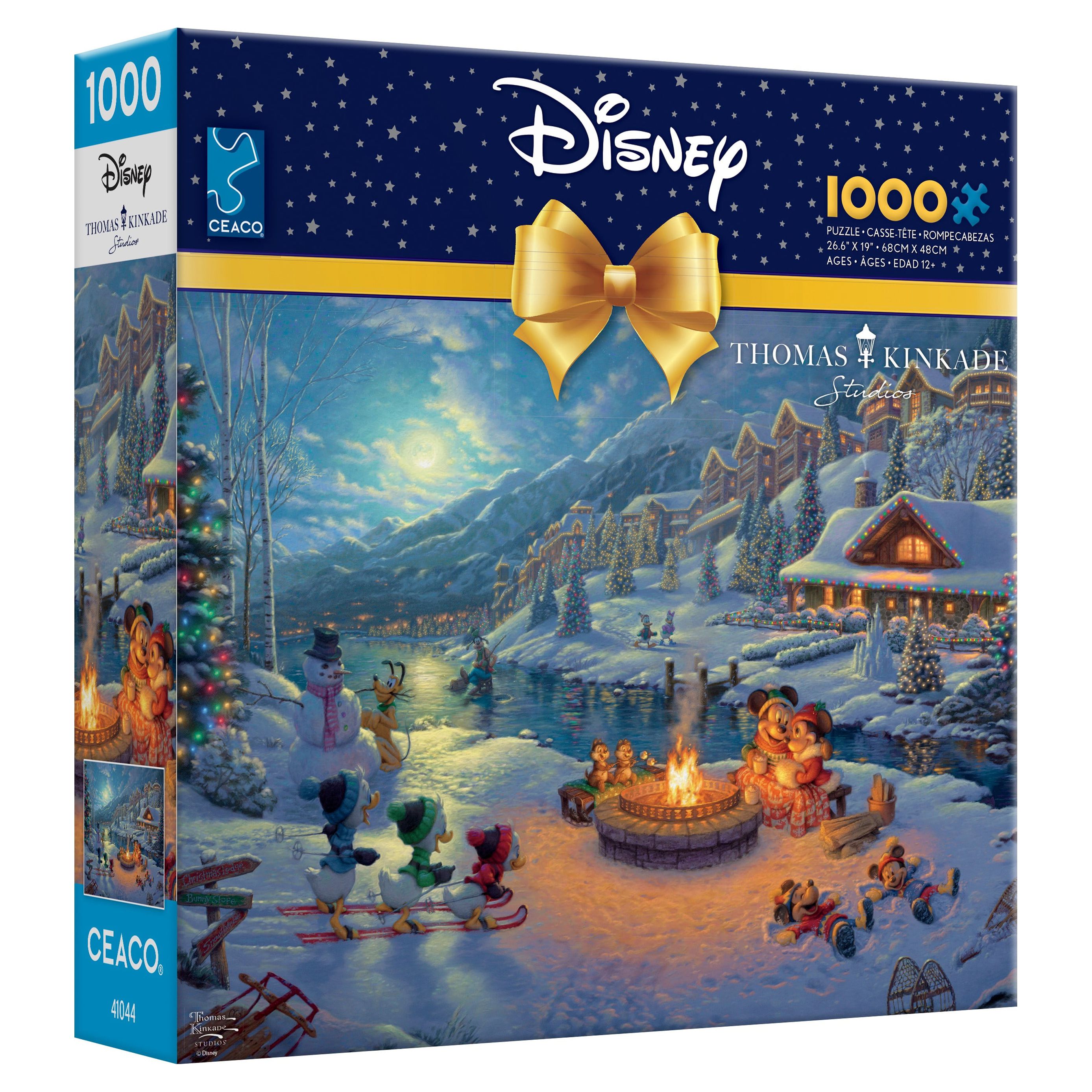 Ceaco 1000-Piece Thomas Kinkade Holiday Disney Mickey & Minnie Christmas Lodge Interlocking Jigsaw Puzzle Ceaco