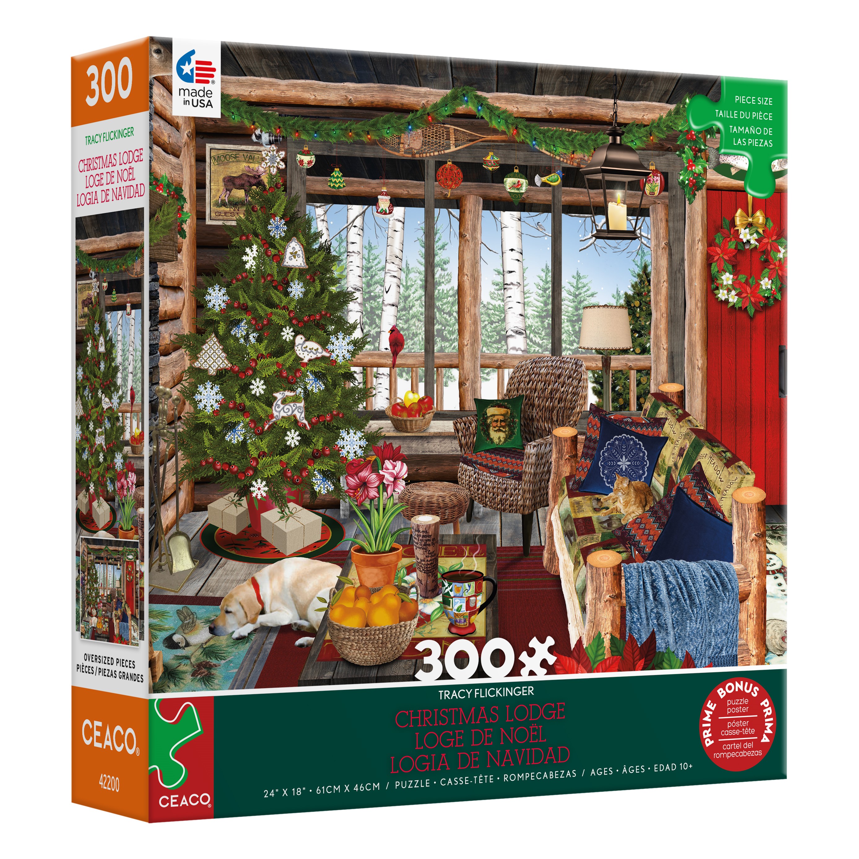 Ceaco Christmas Lodge Peanuts 300 Piece Interlocking Jigsaw Puzzle Ceaco