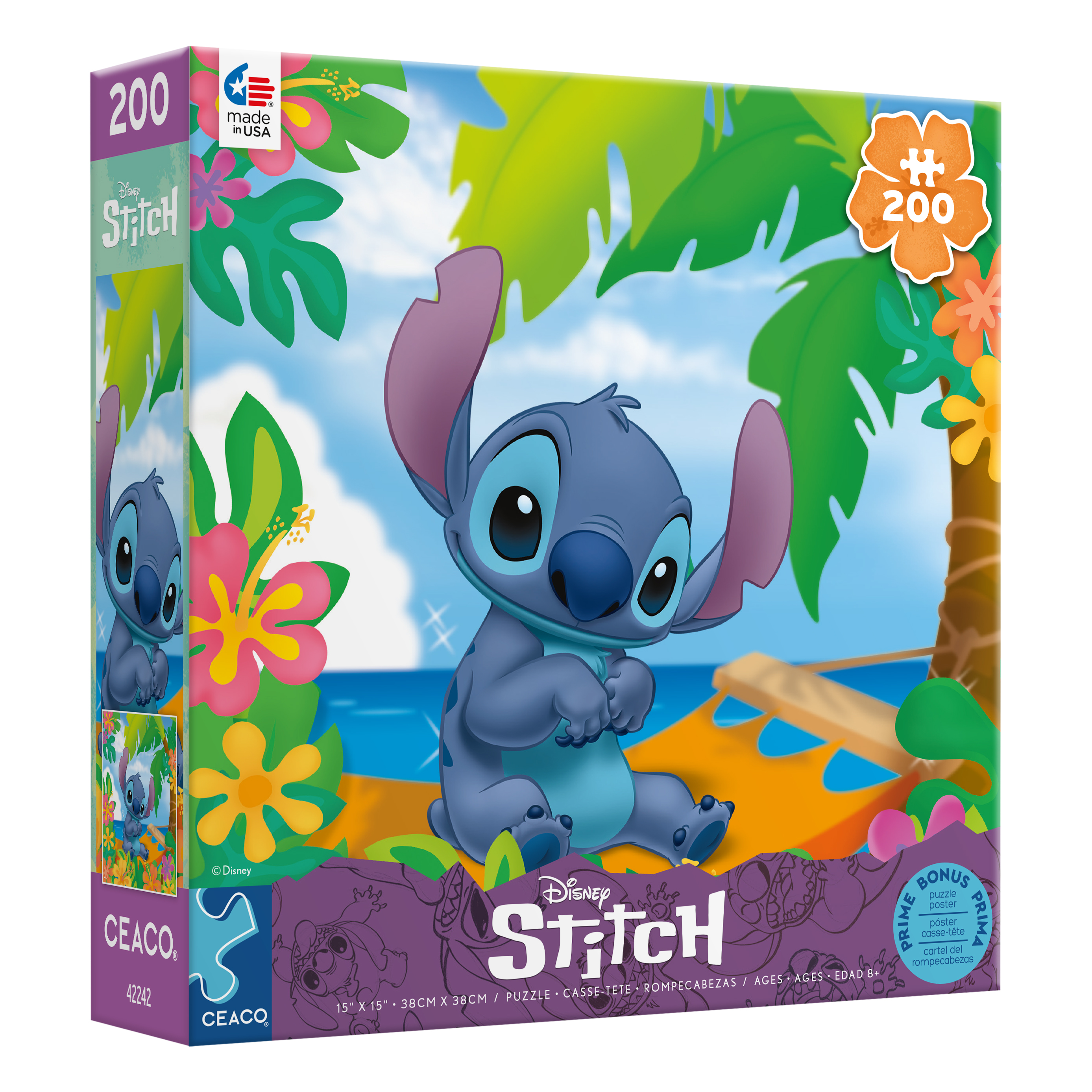 Ceaco - Disney Friends - Flower Power Stitch - 200 Piece Interlocking Jigsaw Puzzle Ceaco