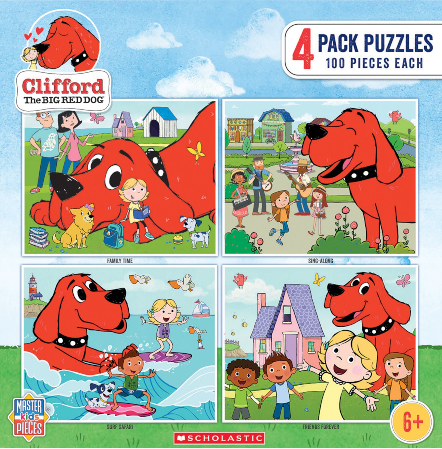 MasterPieces Kids Puzzle Set - Clifford 4-Pack 100 Piece Jigsaw Puzzles Visit the MasterPieces Store