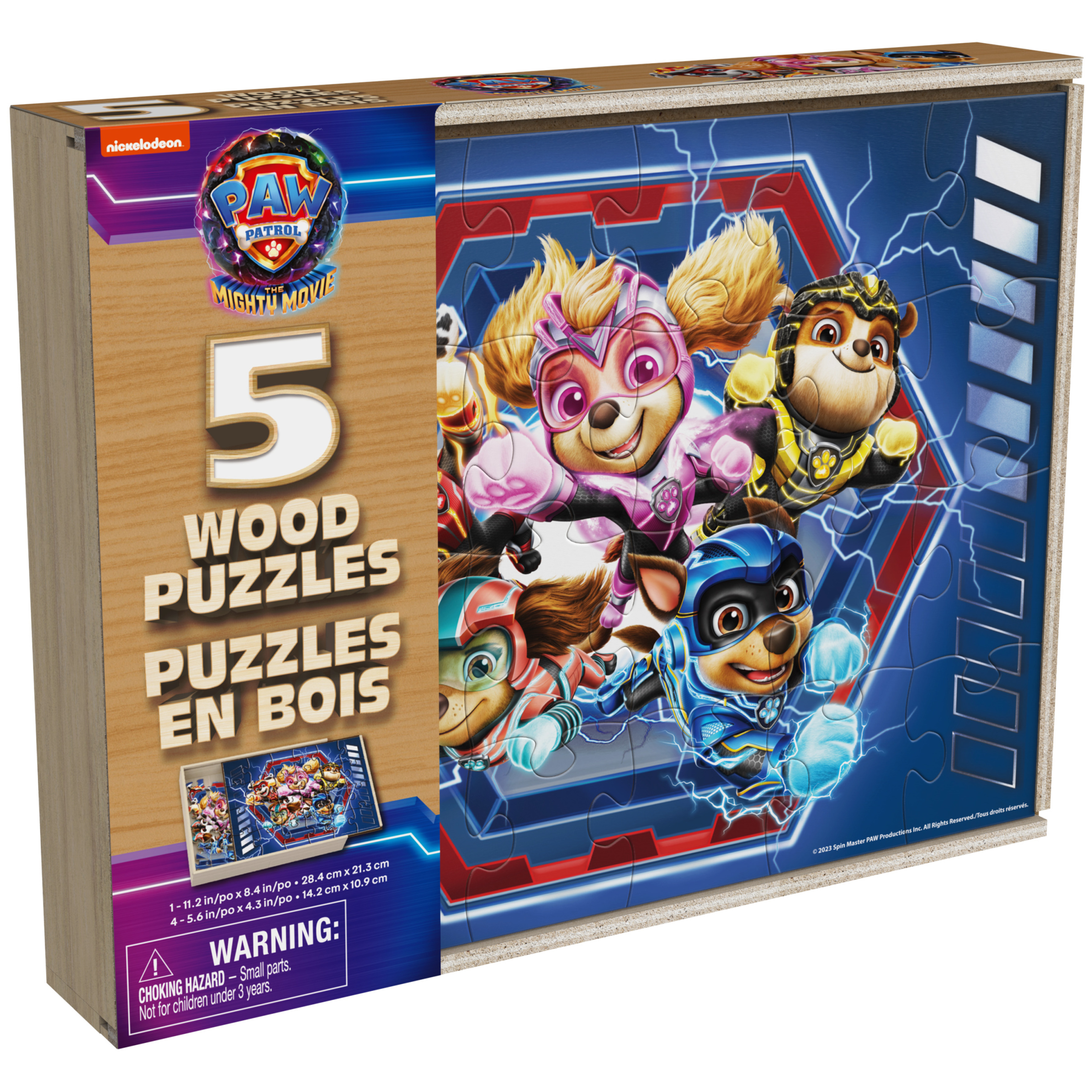 PAW Patrol: The Mighty Movie, 5 Wood Puzzles 24pc 8pc for Ages 4+ Spin Master Games