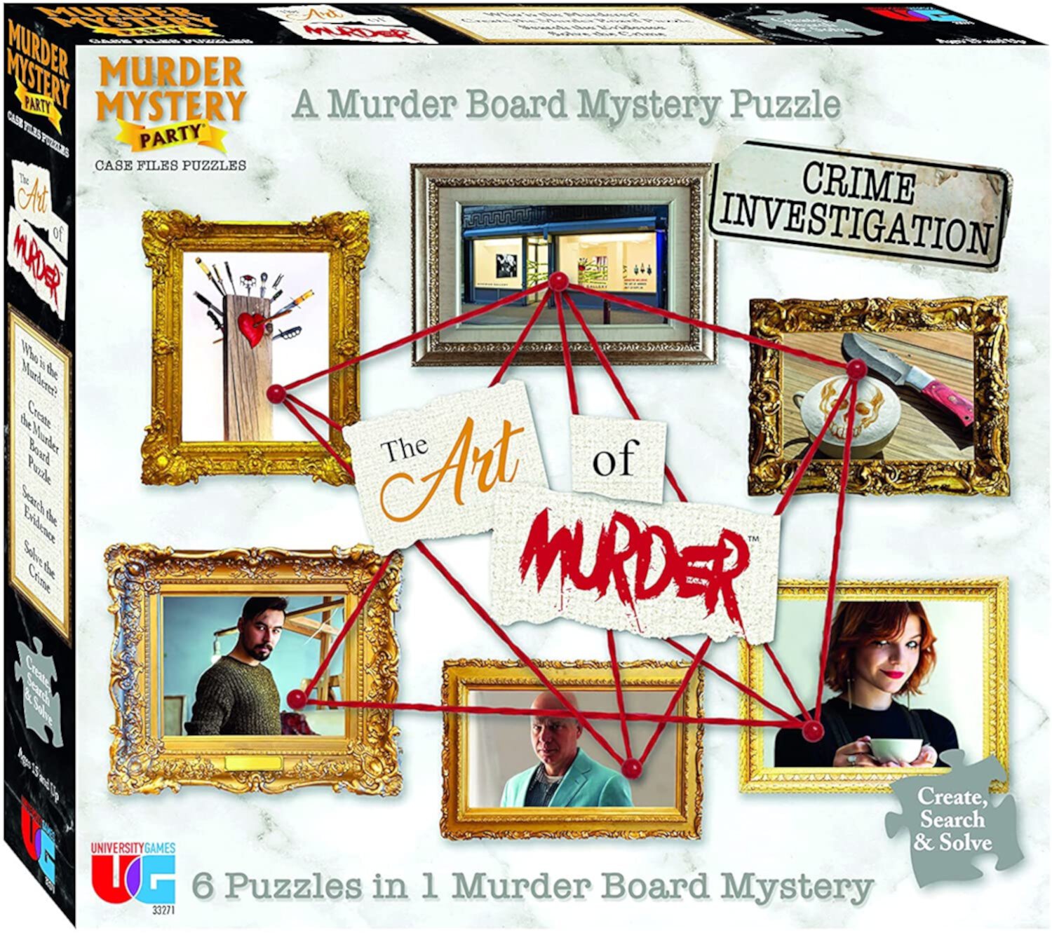 University Games Murder Mystery Party Case Files Puzzles - The Art Of Murder - 5 Puzzles in 1 Murder Board Mystery University Games