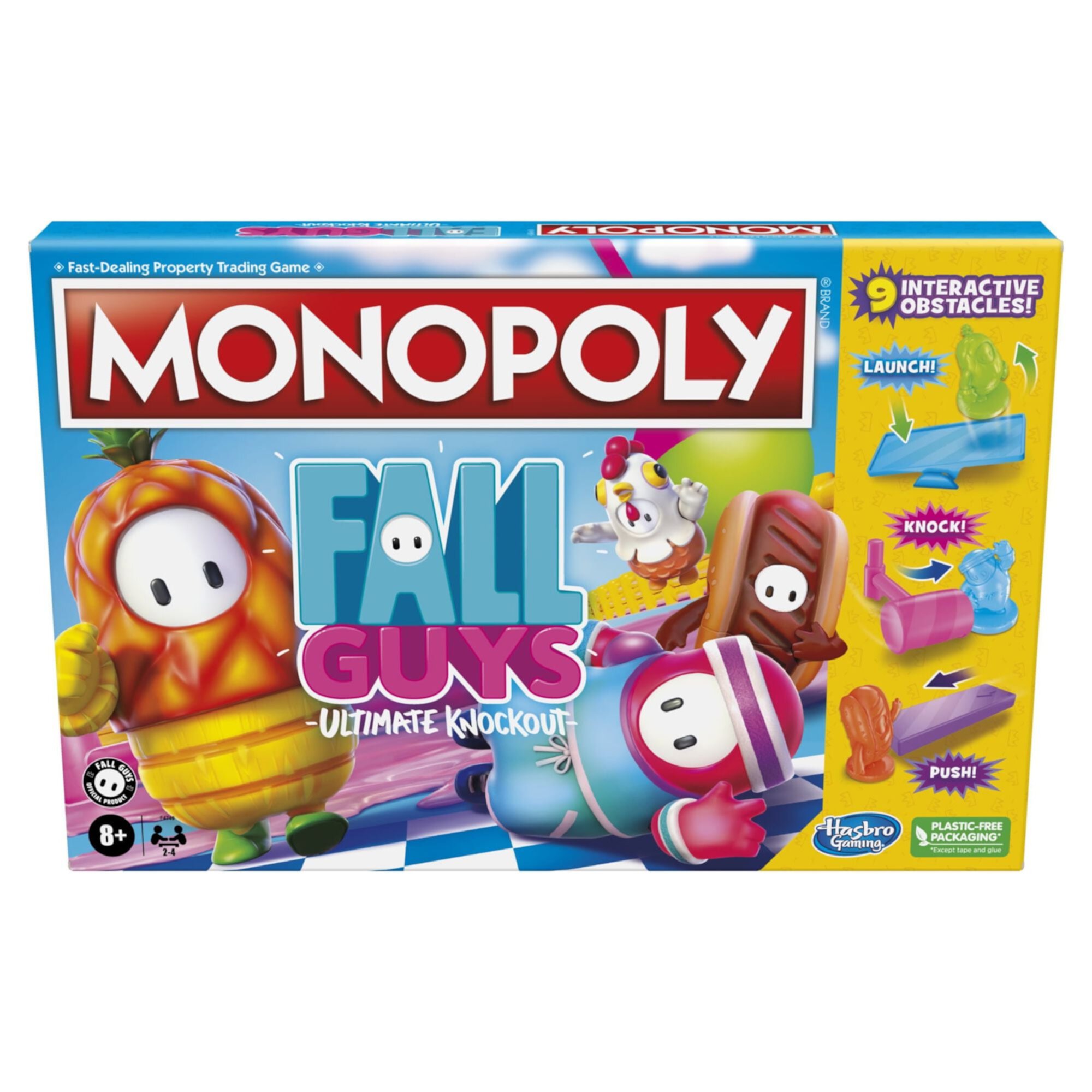 Monopoly Fall Guys Ultimate Knockout Edition Board Game for Players Ages 8 and Up, Dodge Interactive Obstacles Monopoly