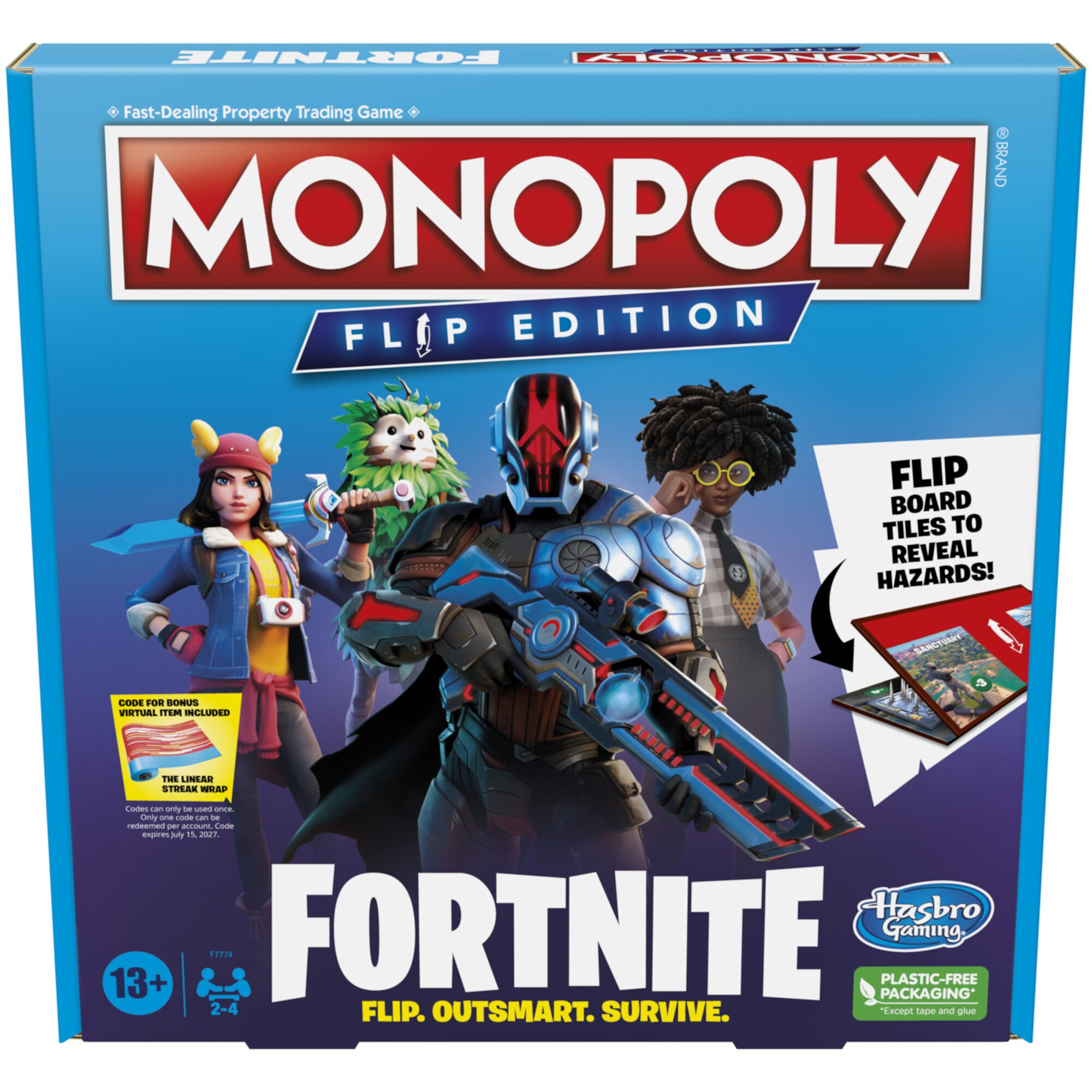 Monopoly Fortnite Flip Edition Board Game for Teens and Family Ages 13 and Up, 2-4 Players Monopoly