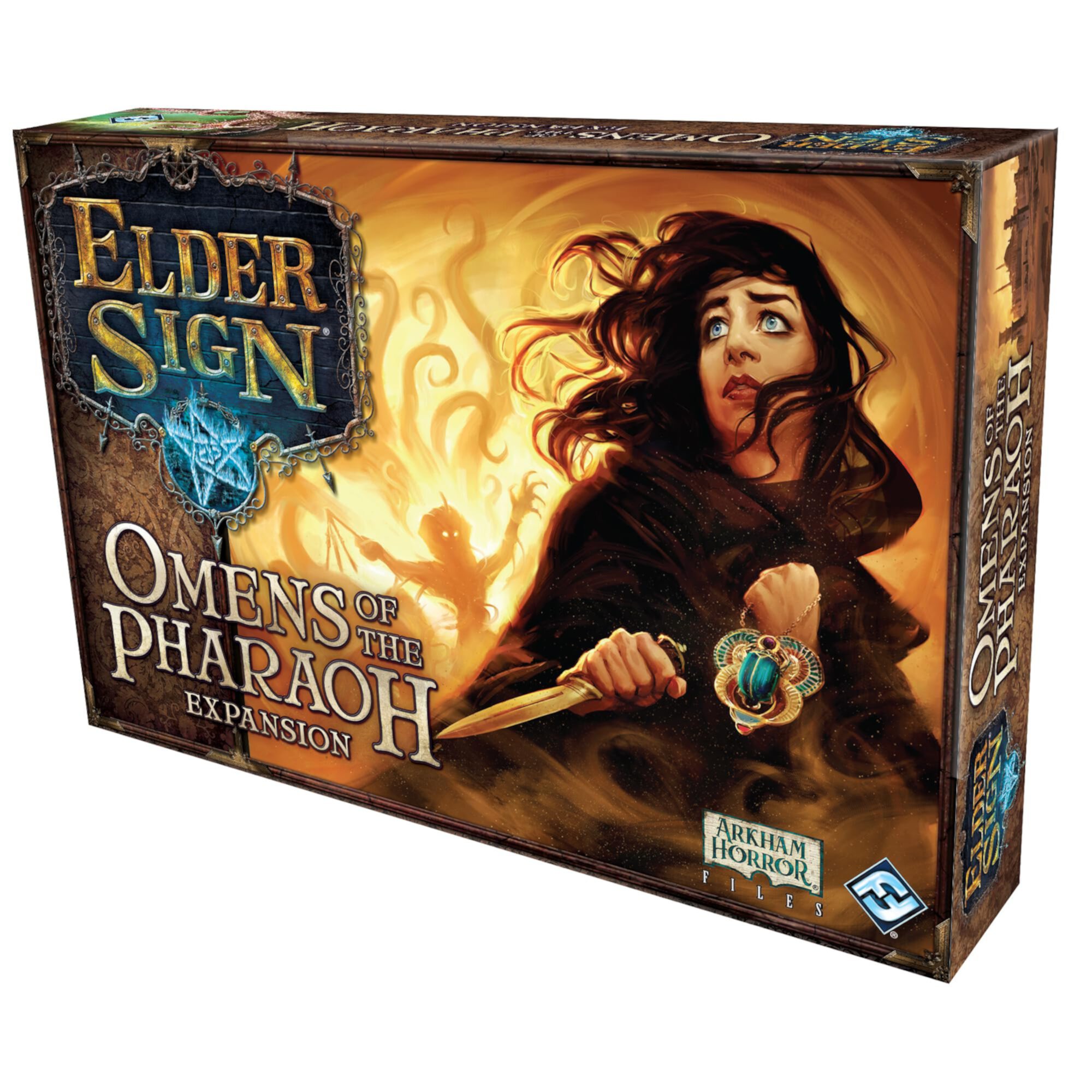 Elder Sign Omens of the Pharaoh Board Game EXPANSION - Egyptian Adventure! Cooperative Horror Mystery Game, Ages 14+, 1-8 Players, 1-2 Hour Playtime, Made by Fantasy Flight Games C48 Fantasy Flight Games