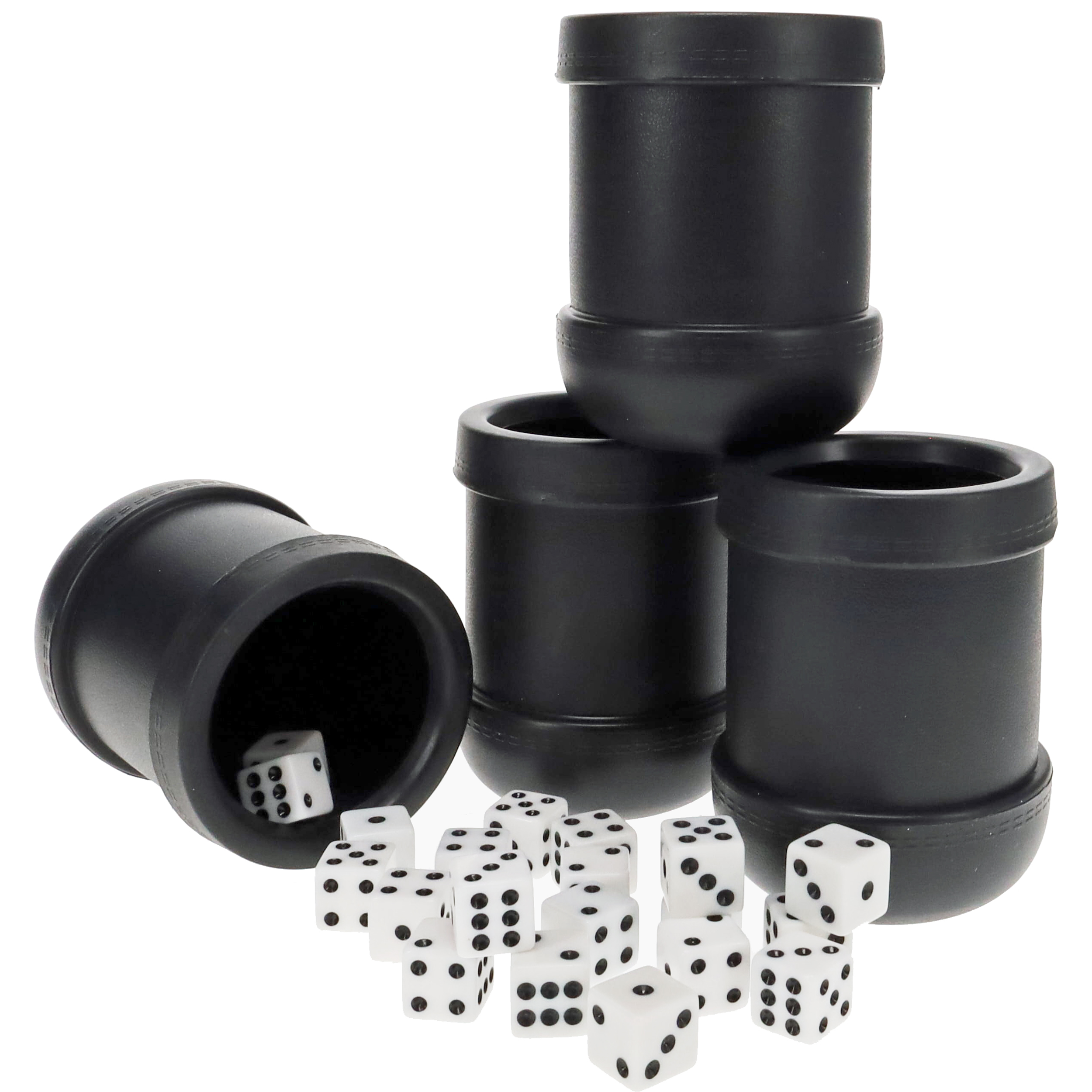 WE Games Dice Cup Set - 4 Professional Grade Plastic Cups with 20 Dice WE Games