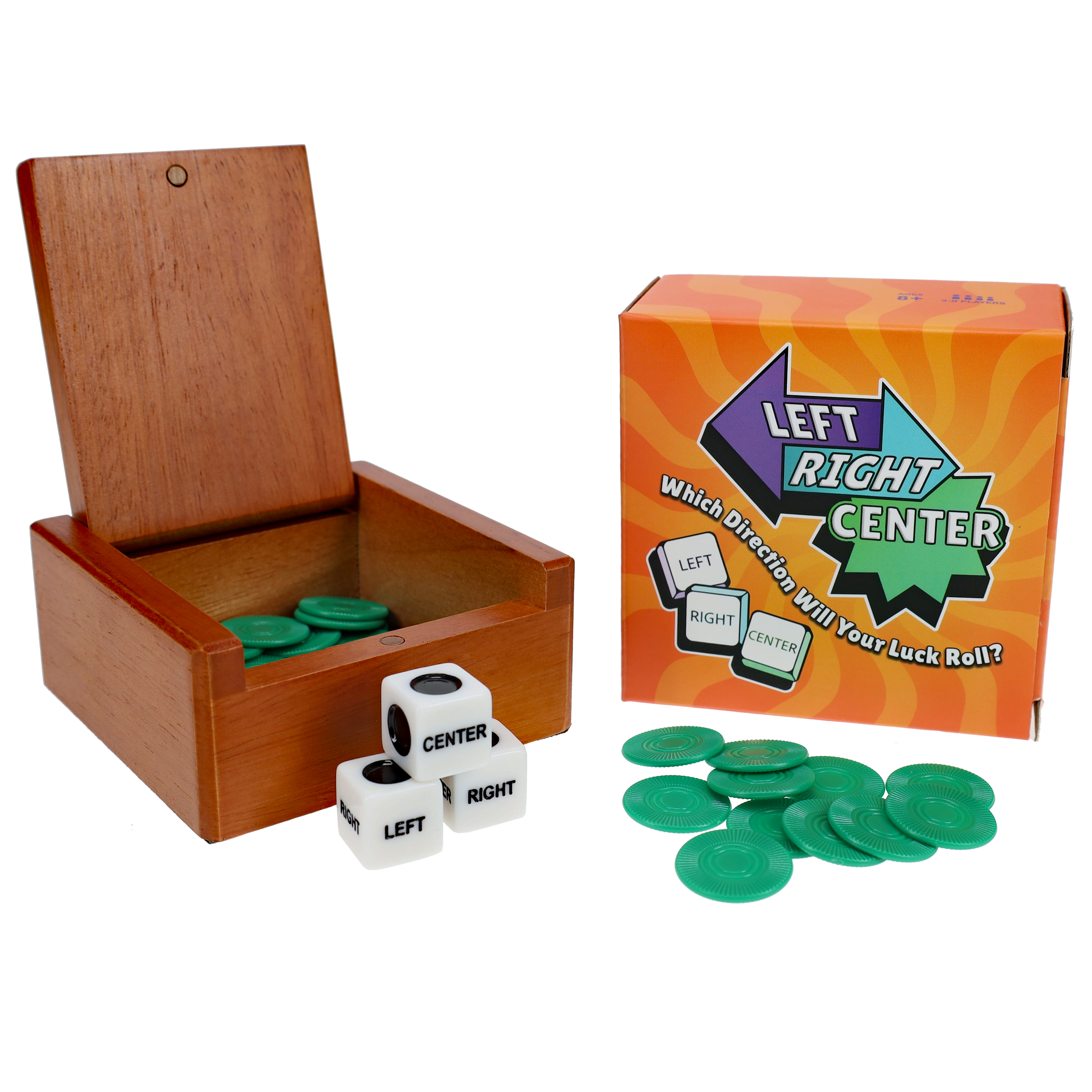 LRC - Left Right Center Dice Game in Wooden Gift Box TDC Games