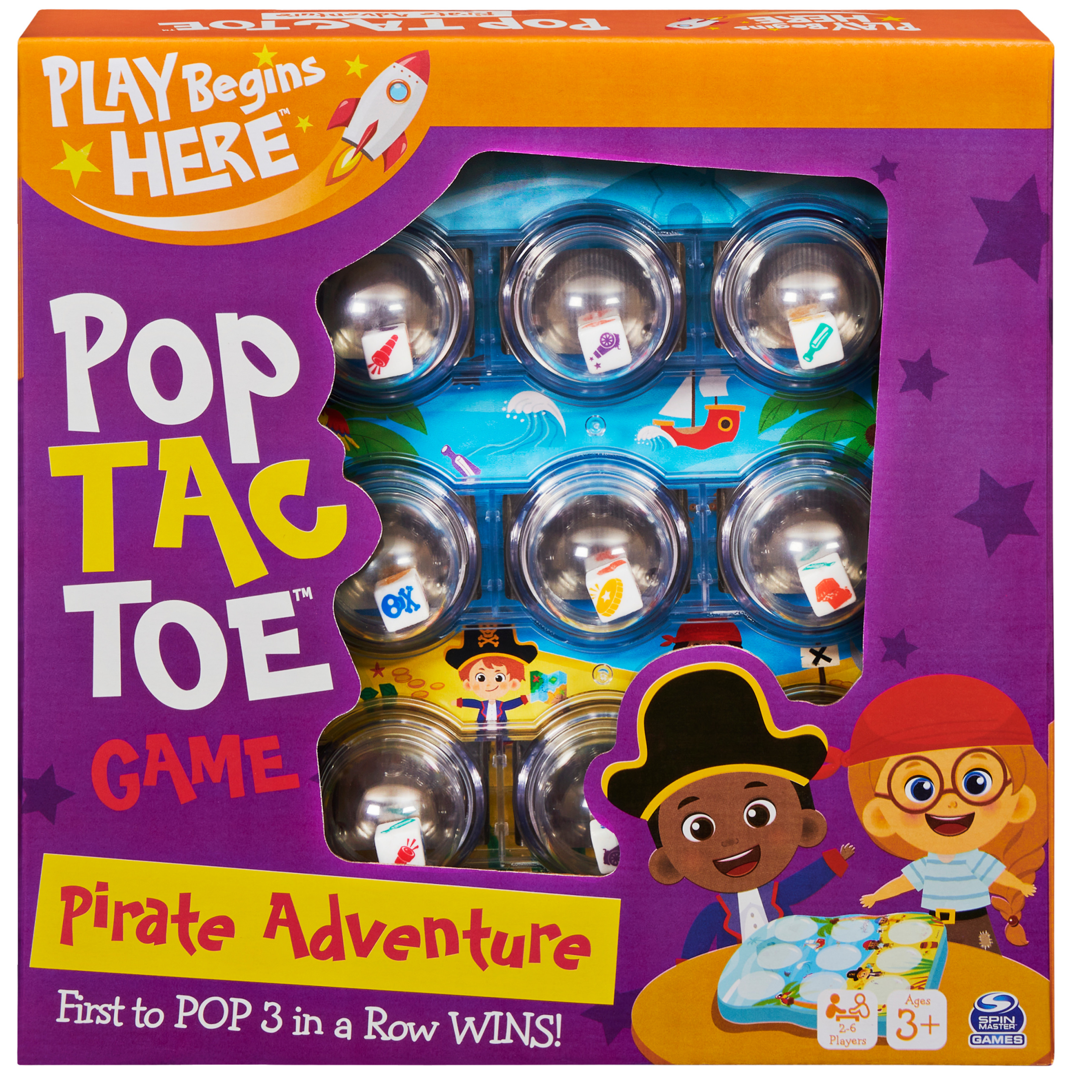 Play Begins Pop Tac Toe Pirate Adventures, Popper Board Game, for Families and Kids Ages 3 and up Spin Master Games