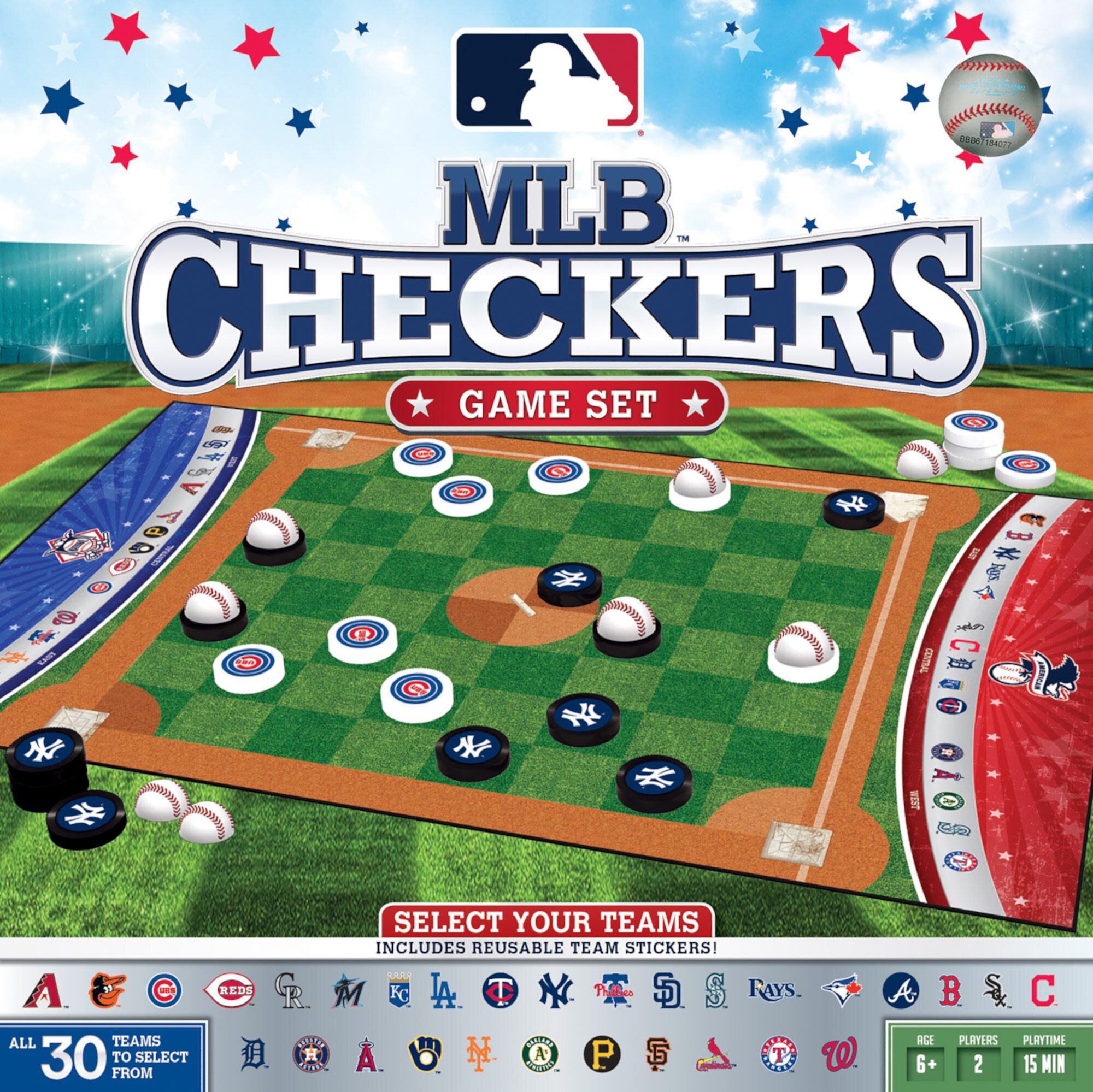 MasterPieces Officially licensed MLB League-MLB Checkers Board Game for Families and Kids ages 6 and Up MasterPieces