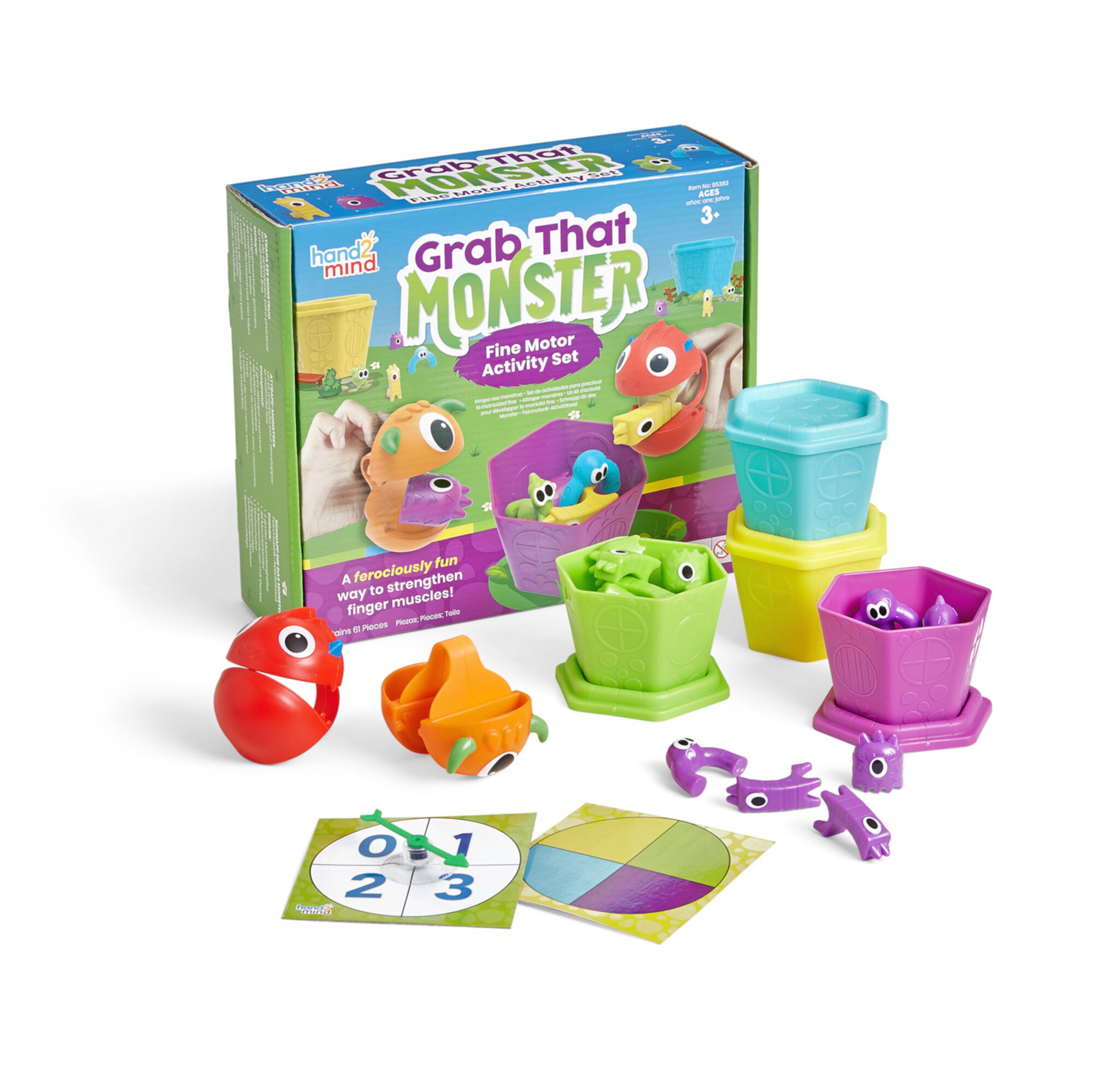 hand2mind Grab That Monster Fine Motor Activity Set, Fine Motor Skills Games for Toddlers, Occupational Therapy Toys Hand2mind