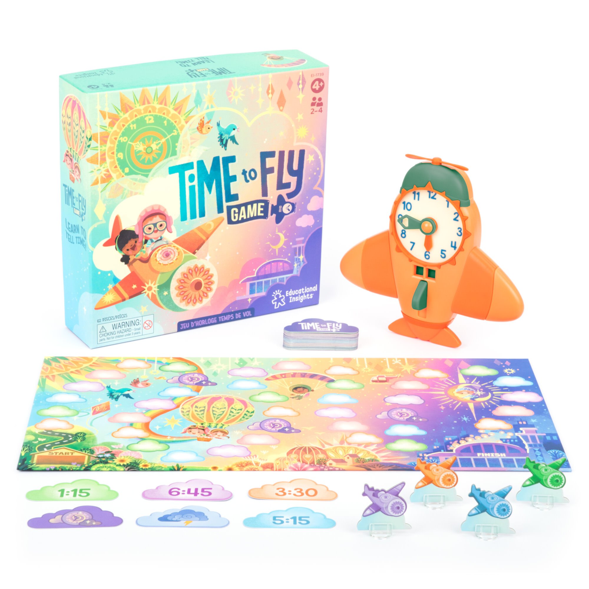 Educational Insights Time Flies Clock Game - Practice Telling Time, Learning Toys for Kids, Board Game For 1-4 Players, Gifts for Ages 5+ Educational Insights