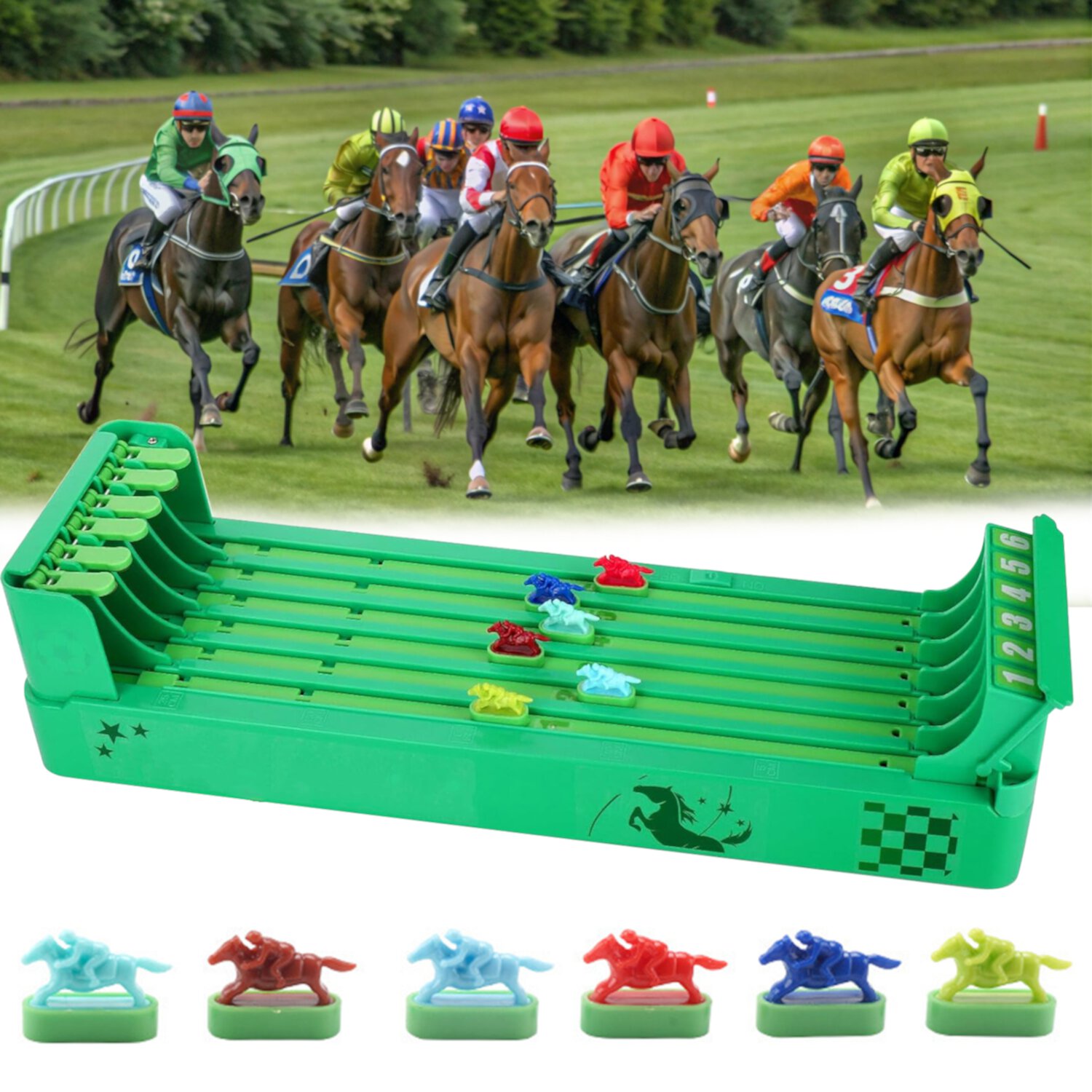 Desktop Horse Racing Game,Horse Racing Toys with 6 Horses,Table Games for Family Gatherings and Parties,A Holiday Gift for Kids or Adult Yuanjian