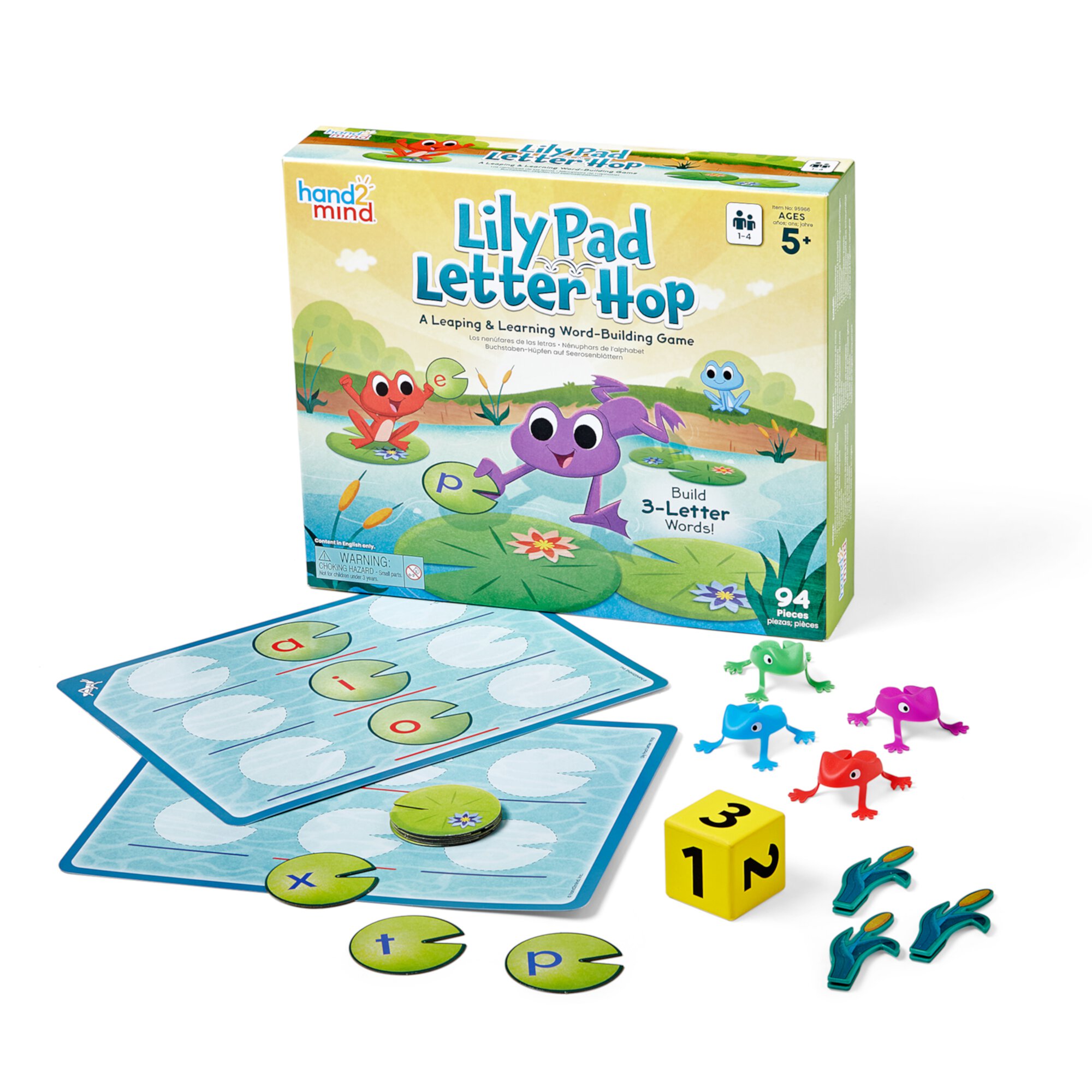 hand2mind Lily Pad Letter Hop, CVC Word Games, Fine Motor Skills Toys Hand2mind