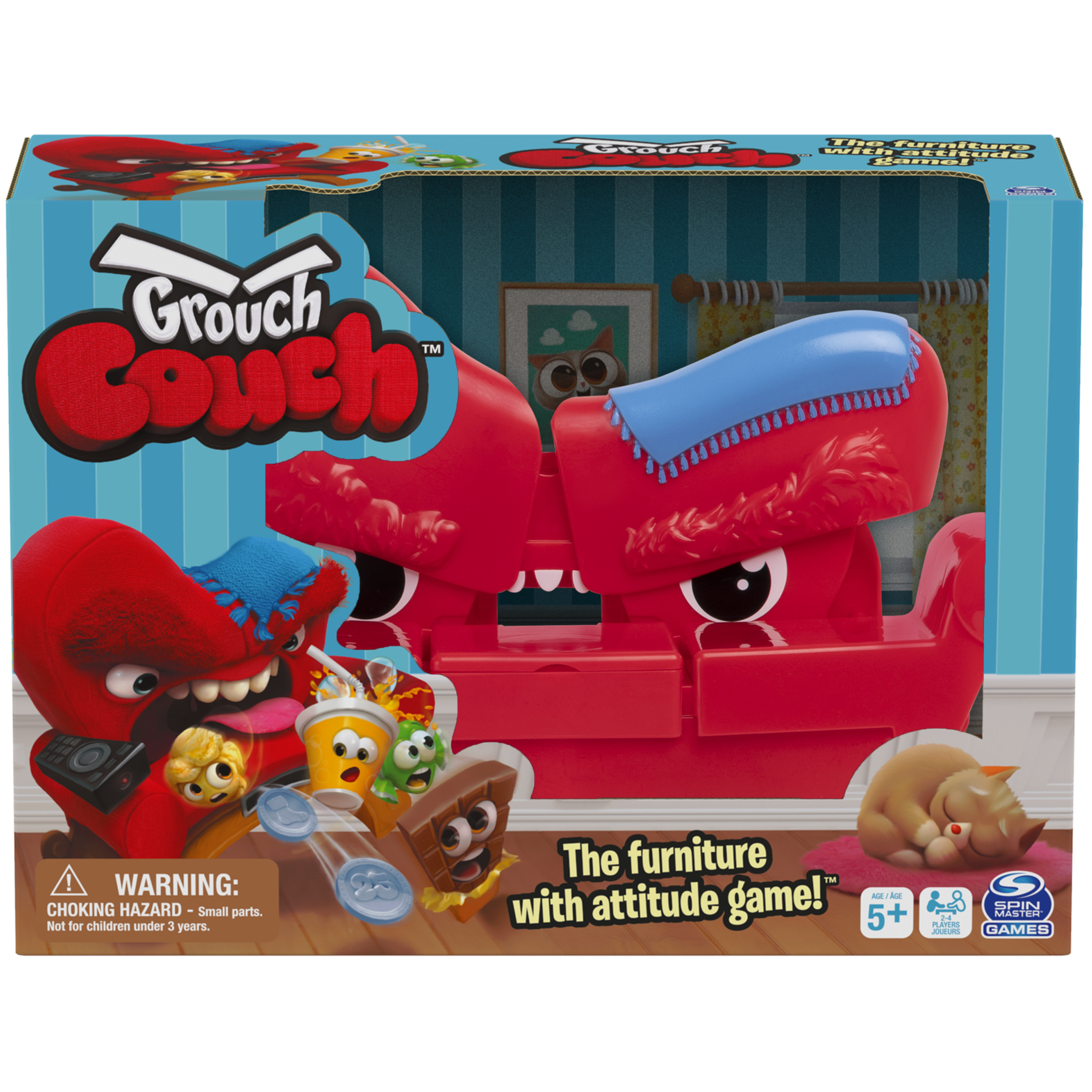 Grouch Couch, Furniture with Attitude Popular Funny Fast-Paced Board Game with Sounds, for Families and Kids Ages 5 and up Spin Master Games