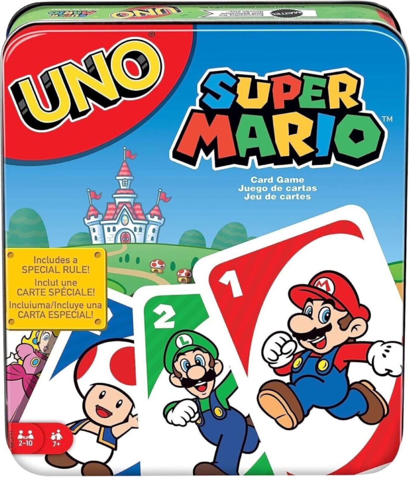 UNO Super Mario Card Game in Storage Tin, Video Game-Themed Deck & Special Rule, Gift for Kid, Adult & Family Game Nights, Ages 7 Years Old & Up UNO