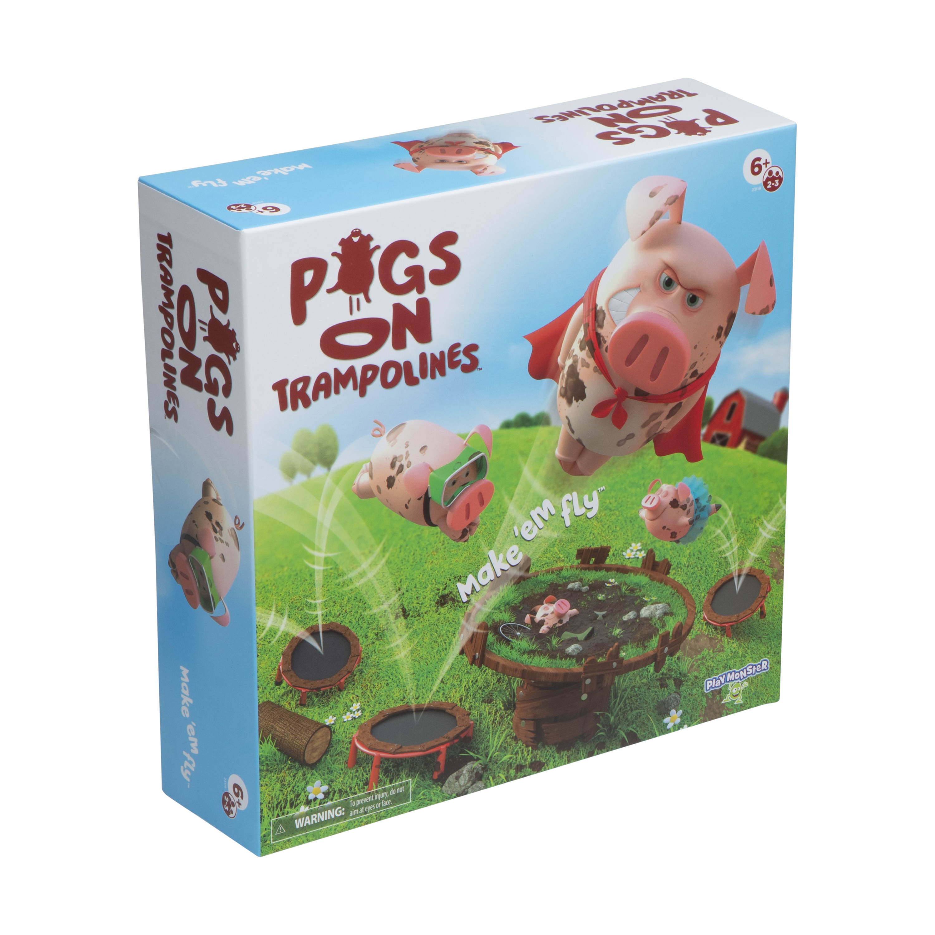 PlayMonster Pigs on Trampolines, Family Board Game, 2 to 3 Players, Children Ages 6+ PLAYMONSTER