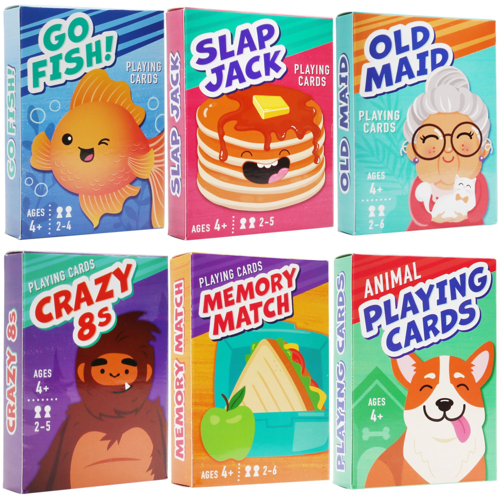 LotFancy Kids Card Games, 6 Decks, Include Go Fish, Old Maid, Crazy 8's , Memory Match, Slap Jack LotFancy