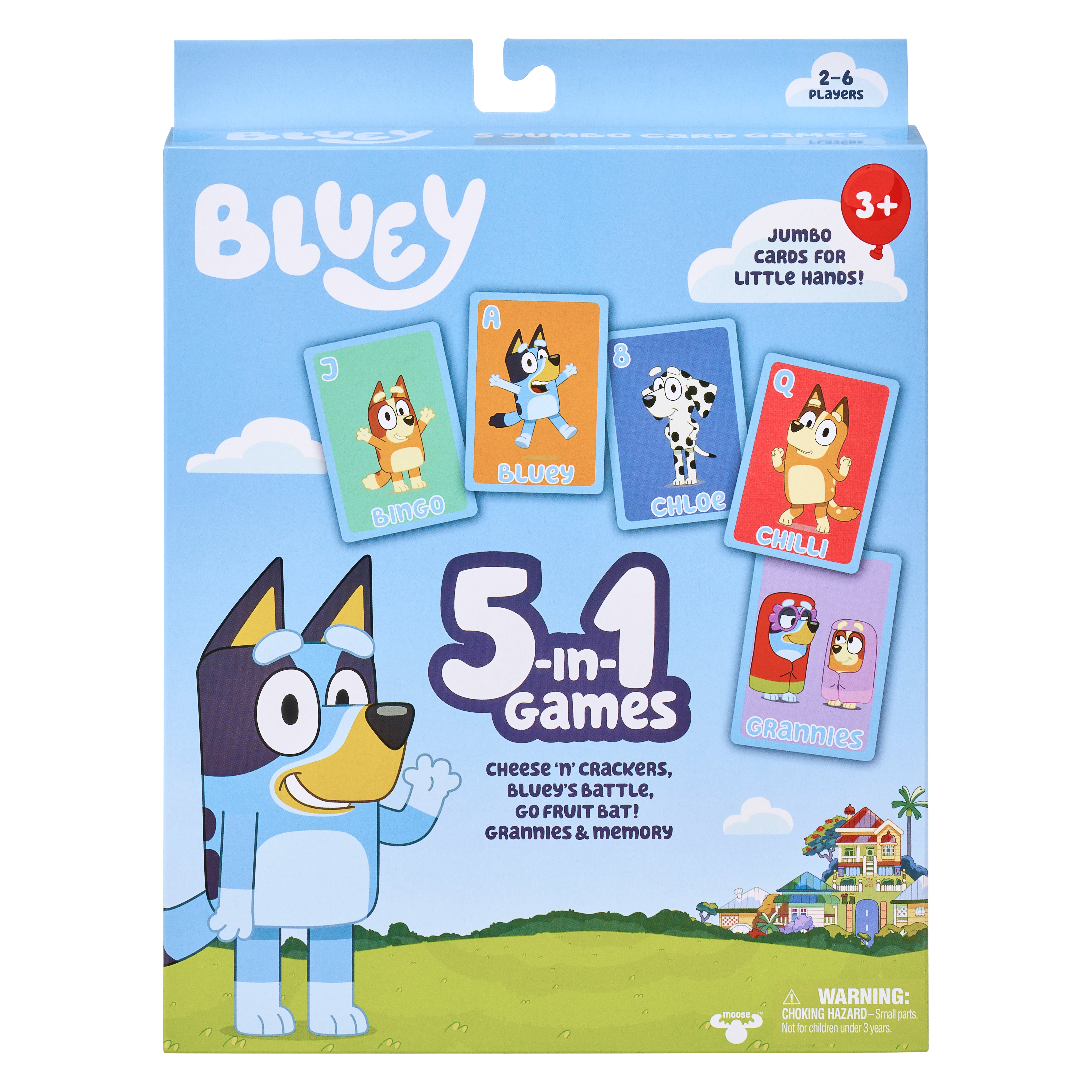 Bluey 5 in 1 Games Set, Cheese 'N' Crackers, Bluey's Battle, Go Fruit Bat!, Grannies & Memory, Preschool, Ages 3+ Bluey