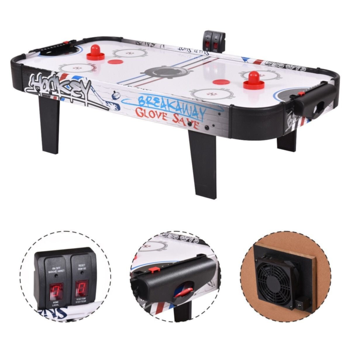 Costway 42''Air Powered Hockey Table Game Room Indoor Sport Electronic Scoring 2 Pushers Visit the Costway Store