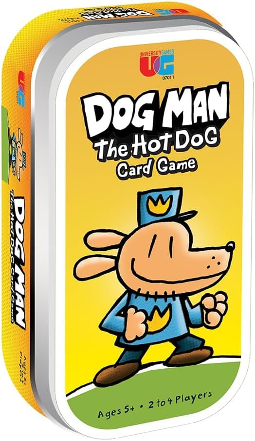 University Games | Dog Man Hot Dog Card Game in a Tin , The Fast and Frenzied Collection Game for Kids Featuring Art from the Dog Man Books by Dav Pilkey, for Players Ages 6 and Up University Games