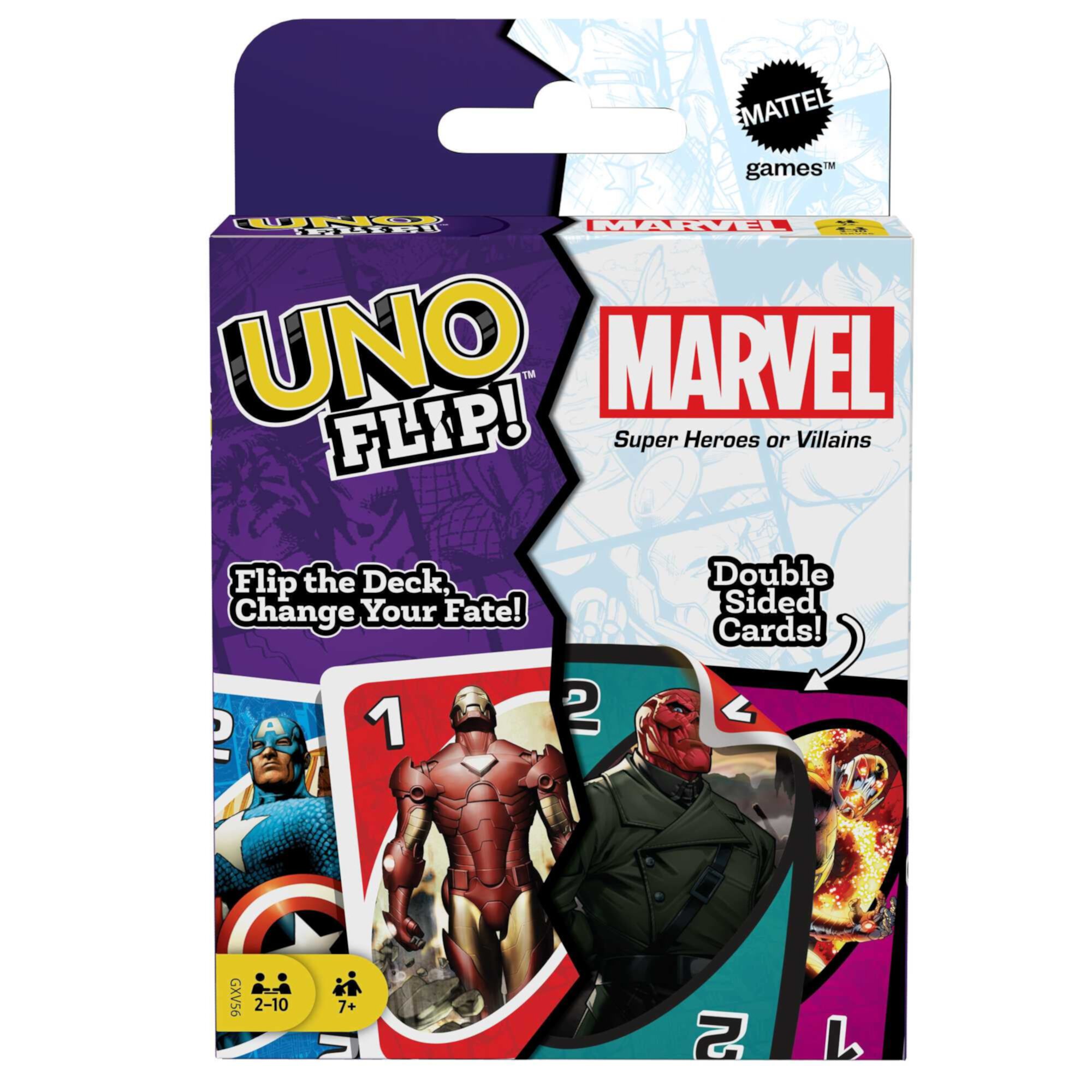 UNO Flip! Marvel Card Game for Kids, Adults & Family Night with Double-Sided Cards UNO