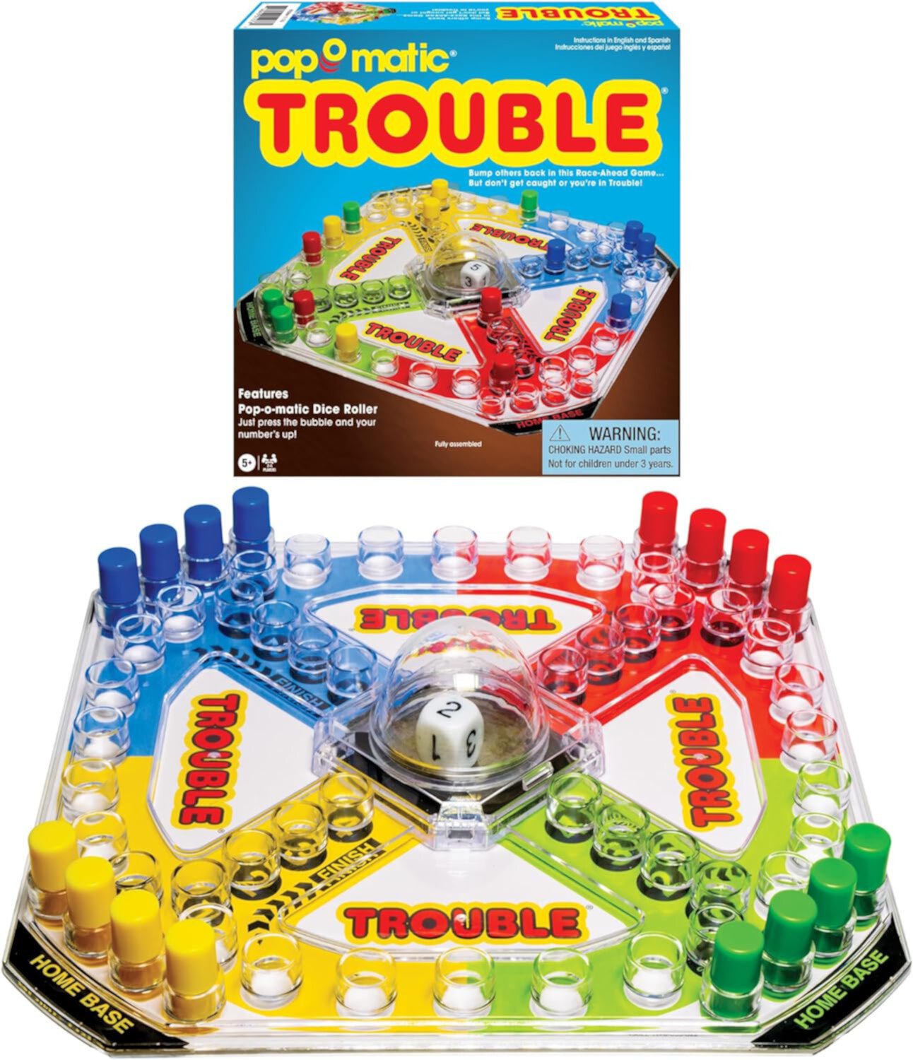 Classic Trouble with Retro Artwork and Pop-o-Matic Popper by Winning Moves Games USA, Designed for Kids, Ages 5+ Perfect For An Indoor Interactive Activity (1176), Extra Wide Winning Moves Games USA