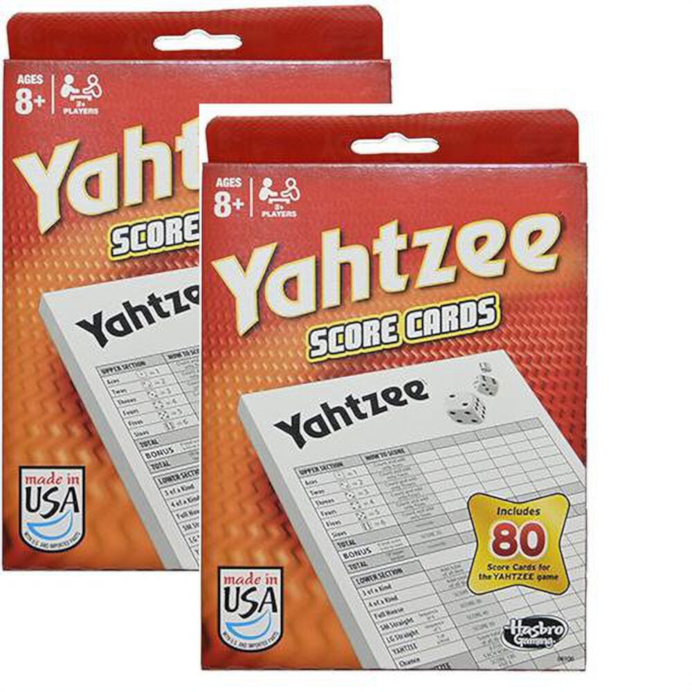 Yahtzee Score Cards 80 sheet 2 Pack HASBRO