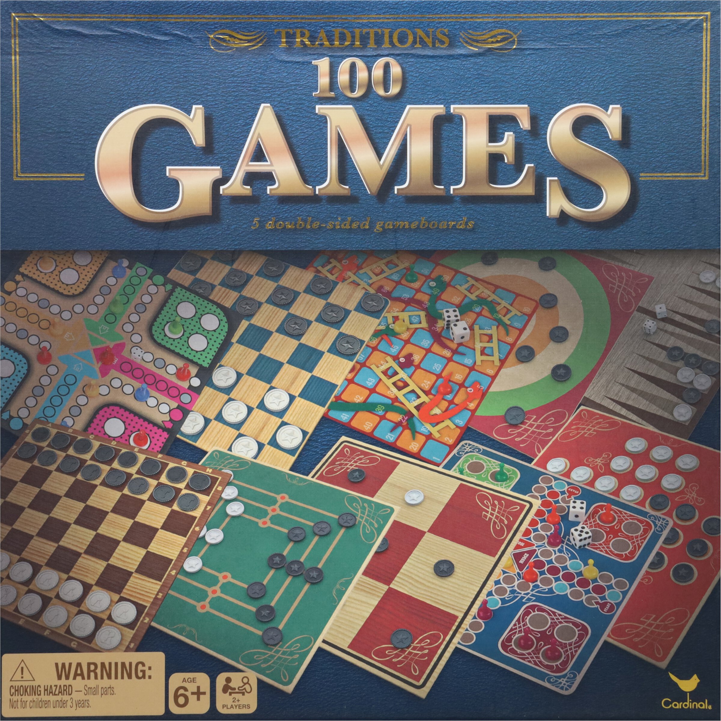 Cardinal Traditions 100 Games - 5 Double-Sided Game Boards, Ages 6 and up Cardinal